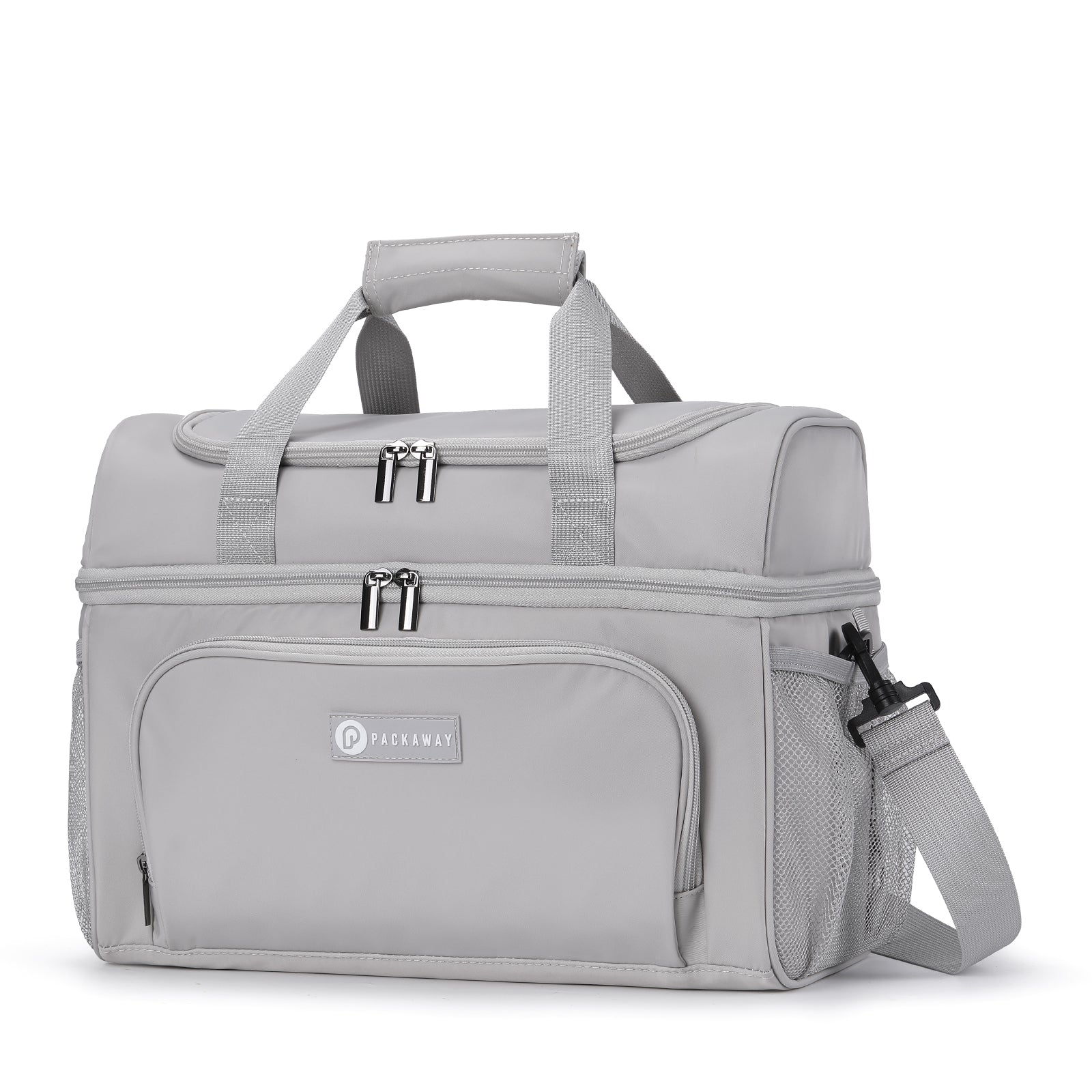 Packaway Koeltas 30L - Lunchtas - Inclusief 4 Koelelementen - Dubbel Compartiment - 4-Laags Geïsoleerd - Waterafstotend - Modern Grey