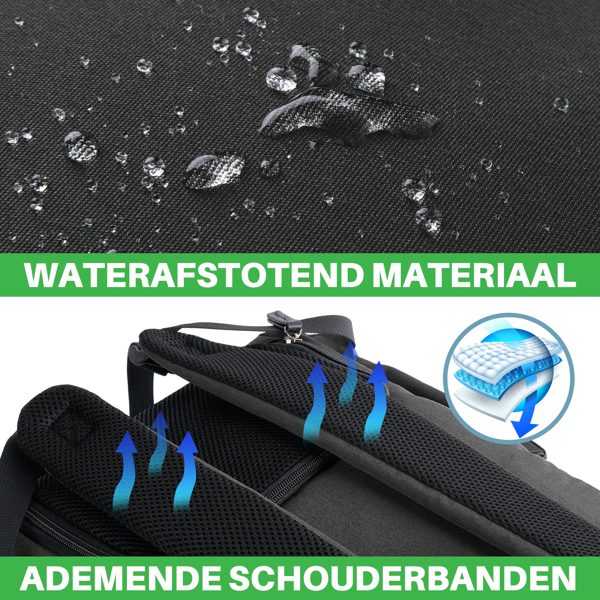 Two-tone slijtvaste luiertas grijs en zwart - verzorgingstas - incl. buggymontage en verschoningsmat