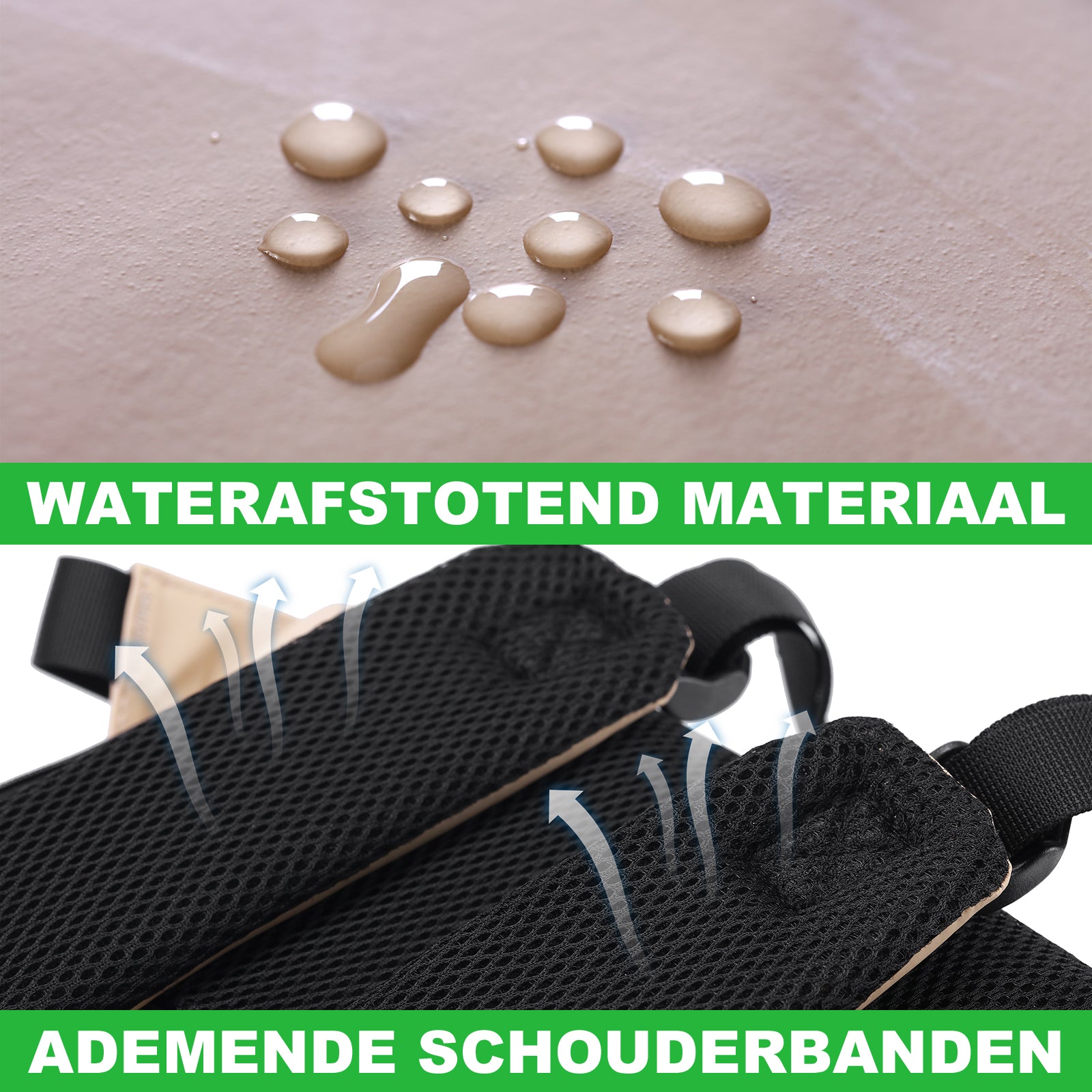 Two-tone slijtvaste luiertas crème en zwart - Verzorgingstas - incl. buggymontage en verschoningsmat