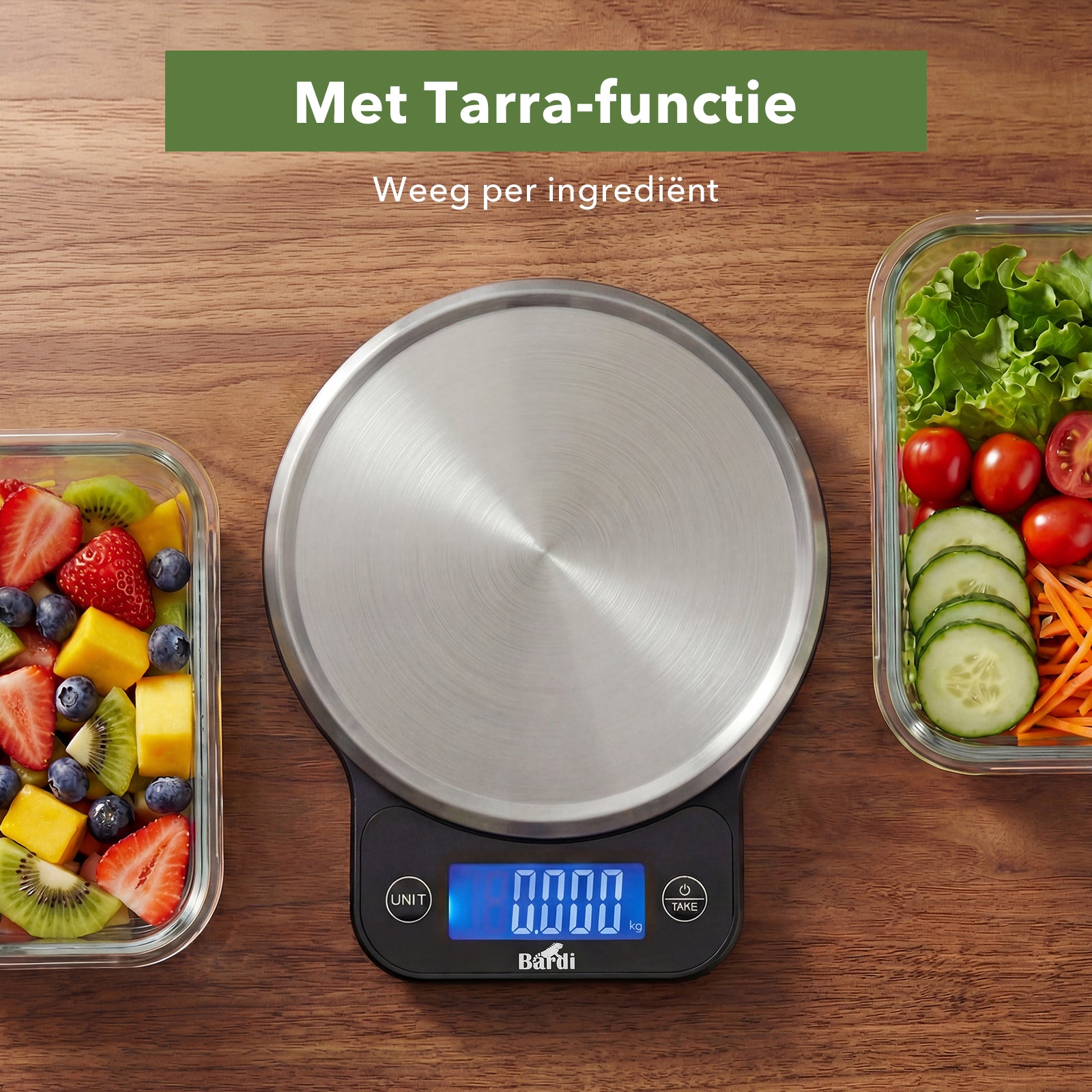 Bardi Digitale keukenweegschaal - Tarra functie - 1 g tot 10 kg - wit
