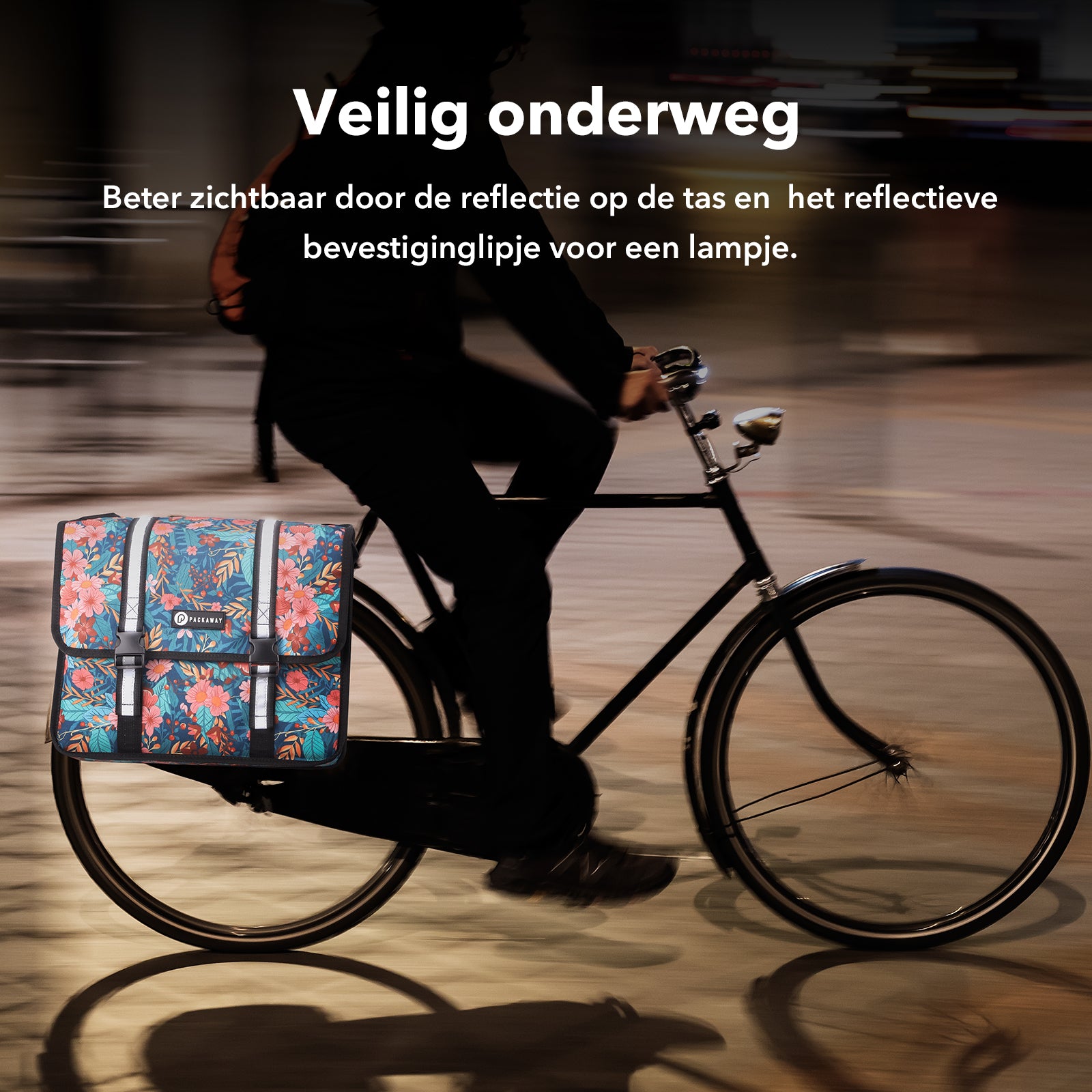 Packaway Dubbele Fietstassen 36L Wild Garden - waterdicht - reflectie