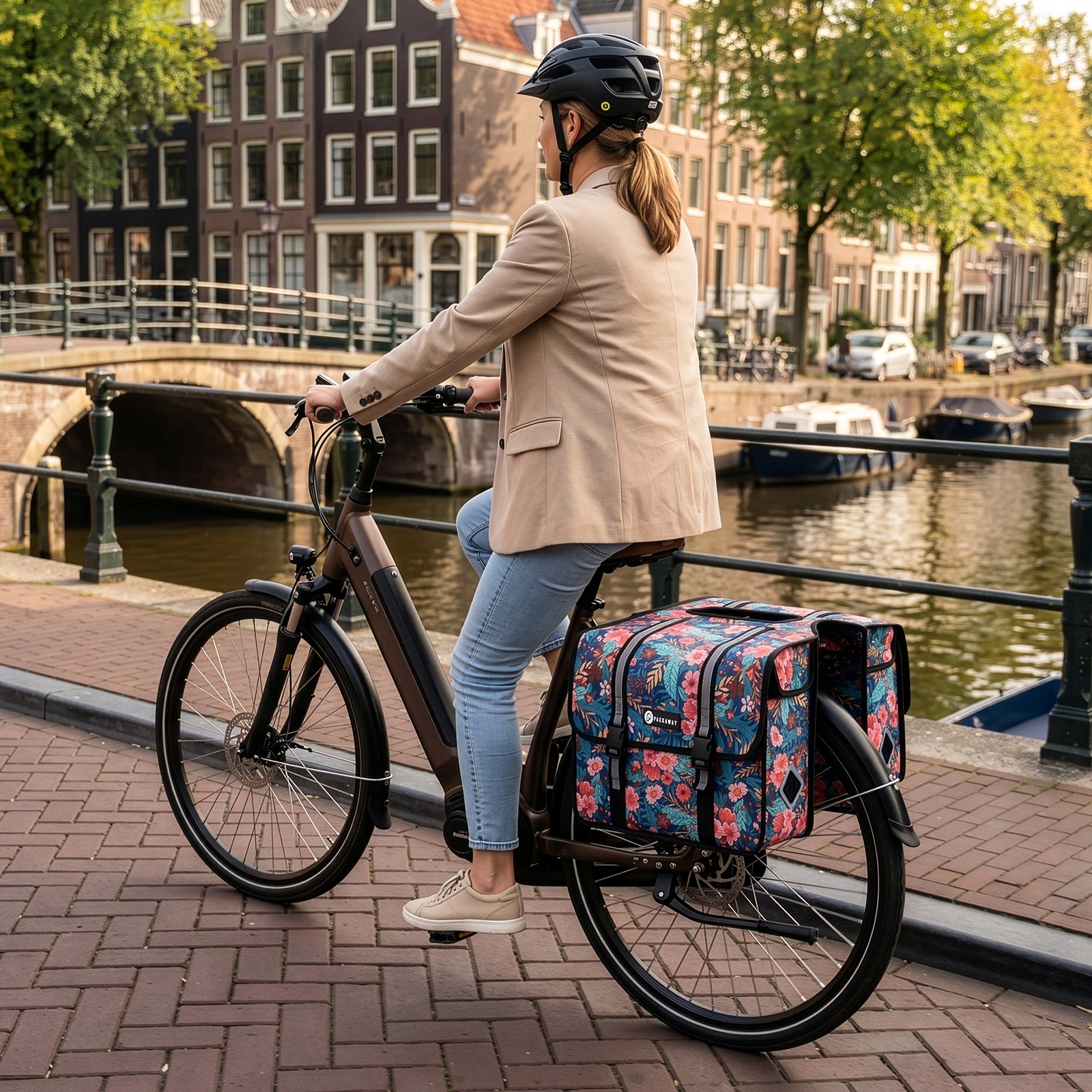 Packaway Dubbele Fietstassen 36L Wild Garden - waterdicht - reflectie