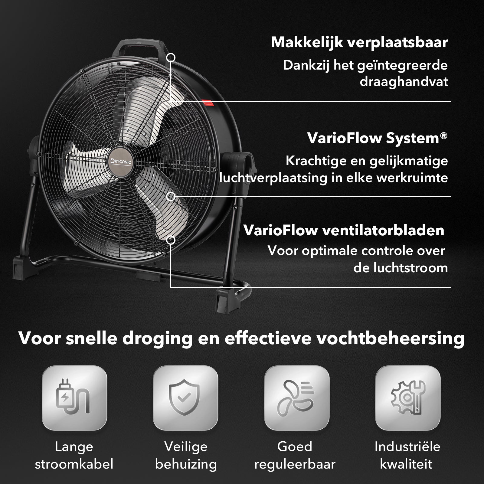 Dryconic Vario industriële ventilator 510mm - variabele snelheid tot 8000 m3/uur