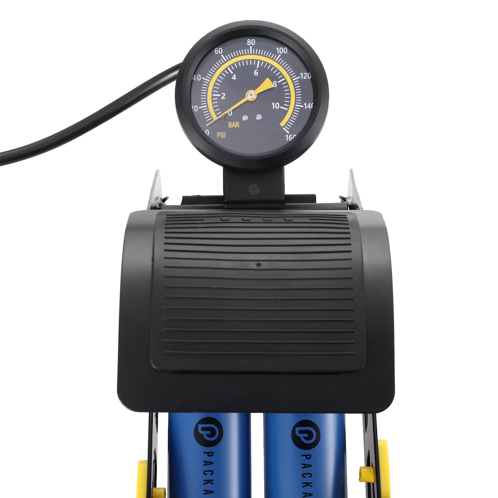 Packaway voetpomp dubbel cilinder met manometer - 8 bar - Presta en Schrader