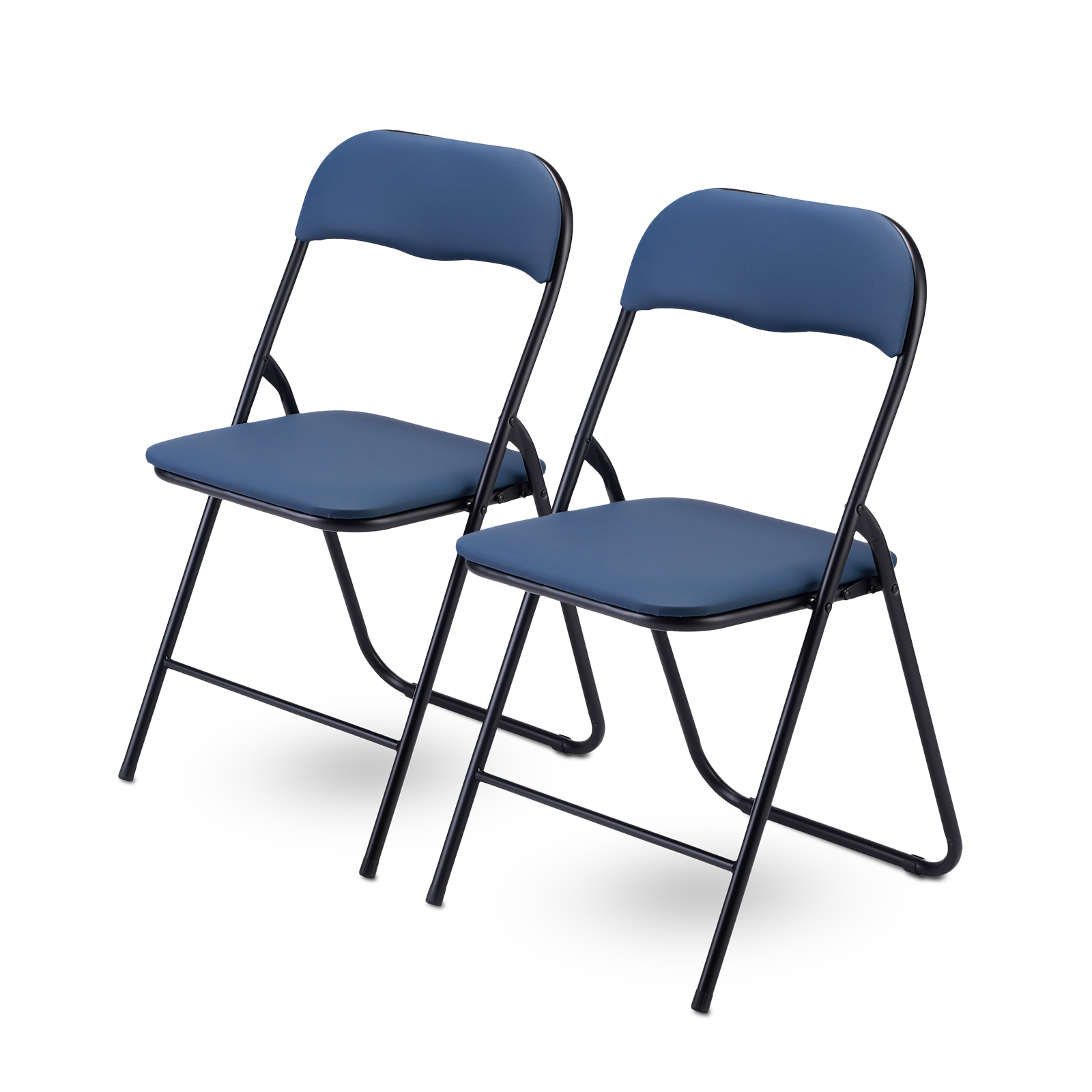 Bardi set van 2 klapstoelen blauw met PVC zitting en rugleuning - stalen frame - draagvermogen 100 kg