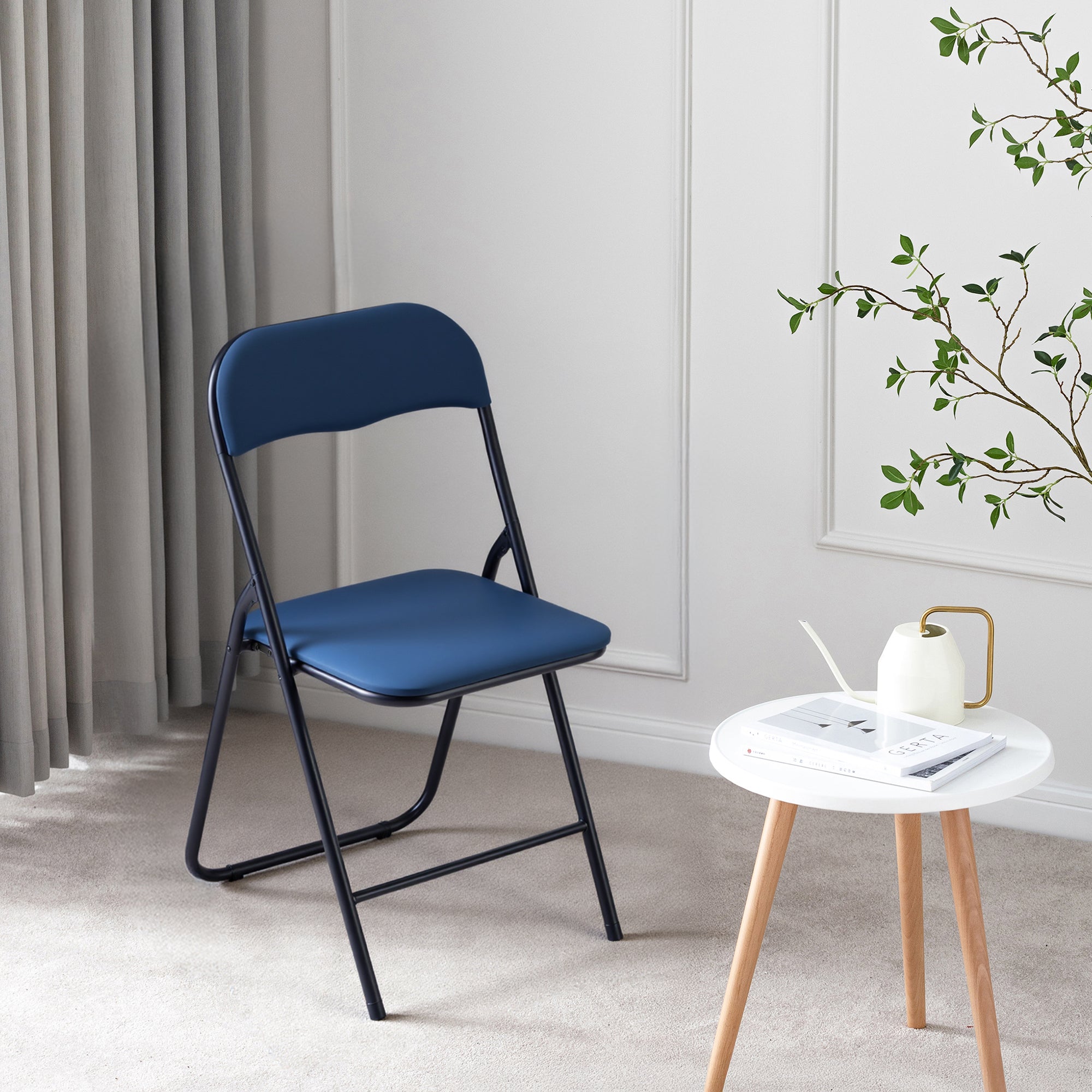 Bardi set van 2 klapstoelen blauw met PVC zitting en rugleuning - stalen frame - draagvermogen 100 kg