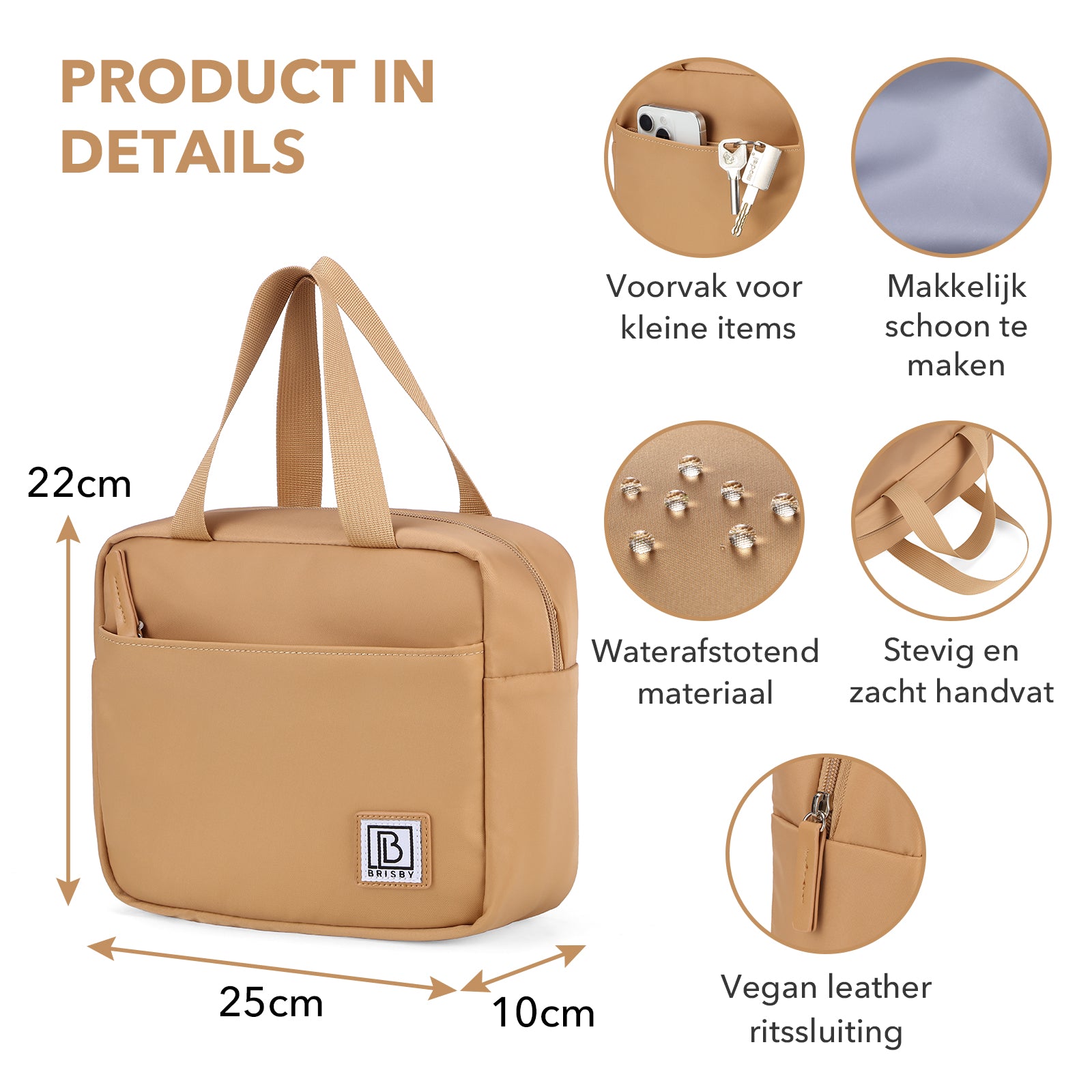 Brisby 4 laags geïsoleerde koeltas 4 liter - lunchtas en kolftas - 10 uur koel - camel brown
