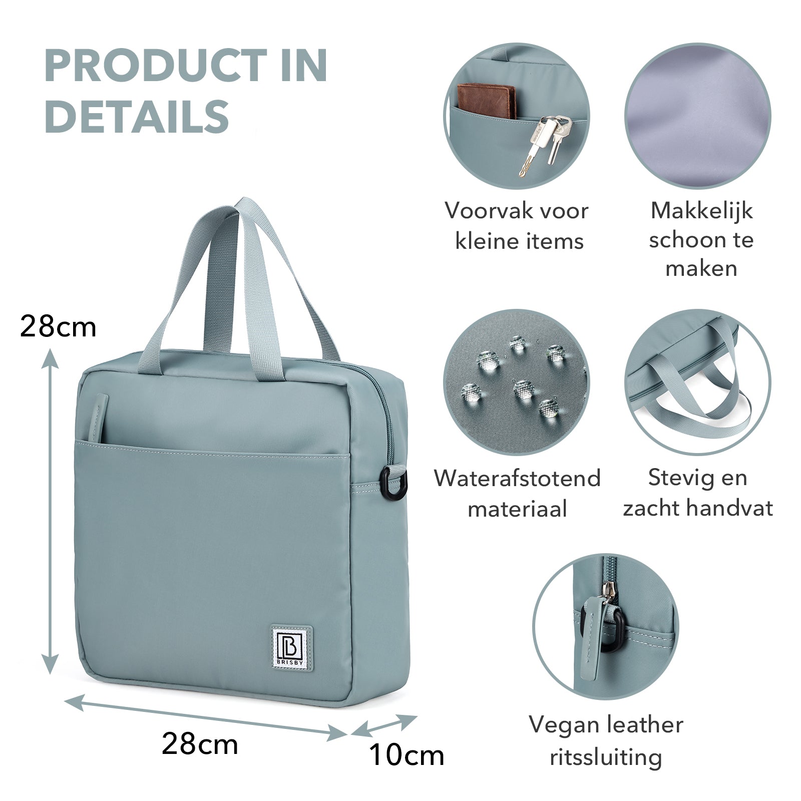Brisby 4 laags geisoleerde koeltas en lunchtas 7 liter met 2 koelelementen en schouderband Mist Blue