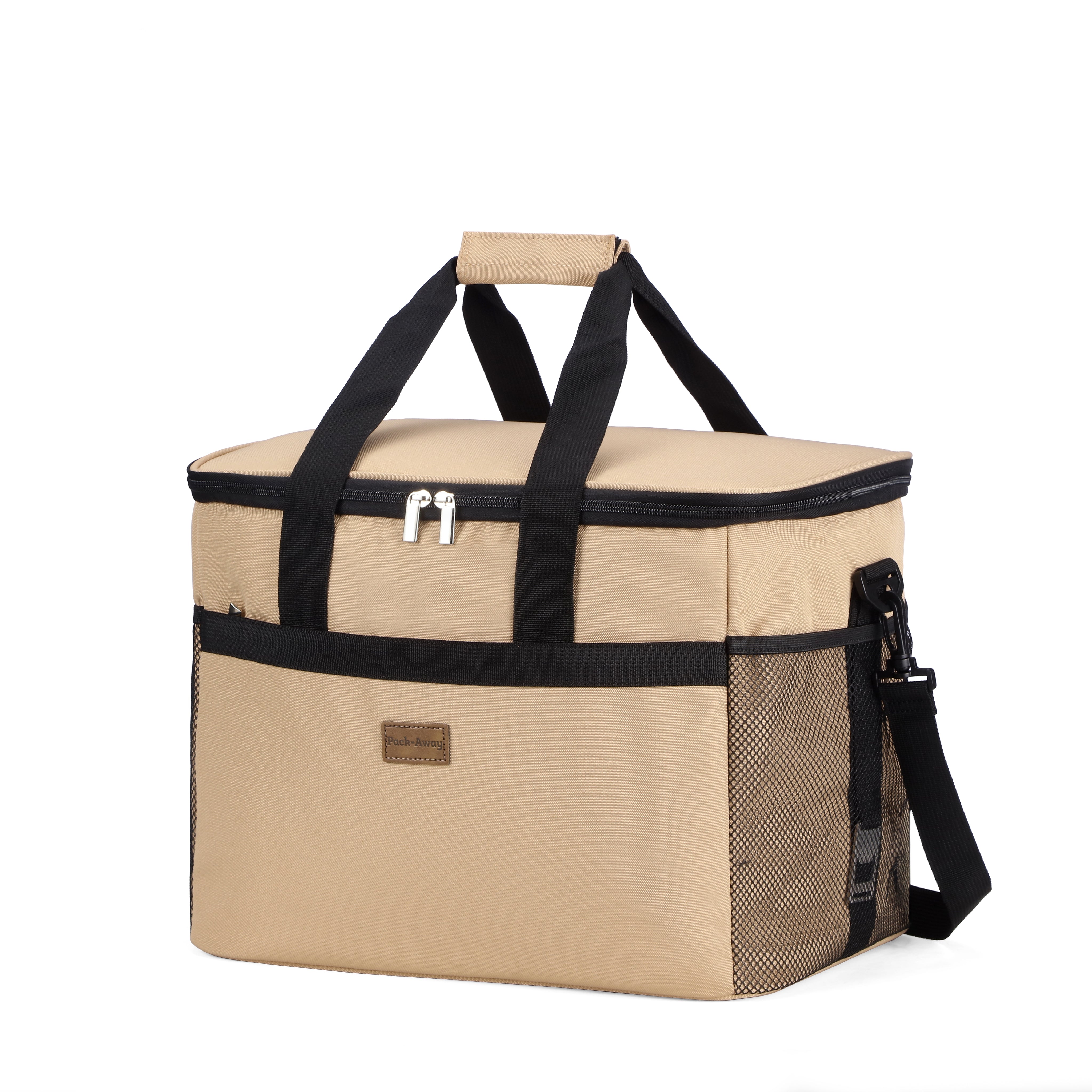 Packaway geïsoleerde lunchtas en koeltas 30 liter beige met 4 koelelementen