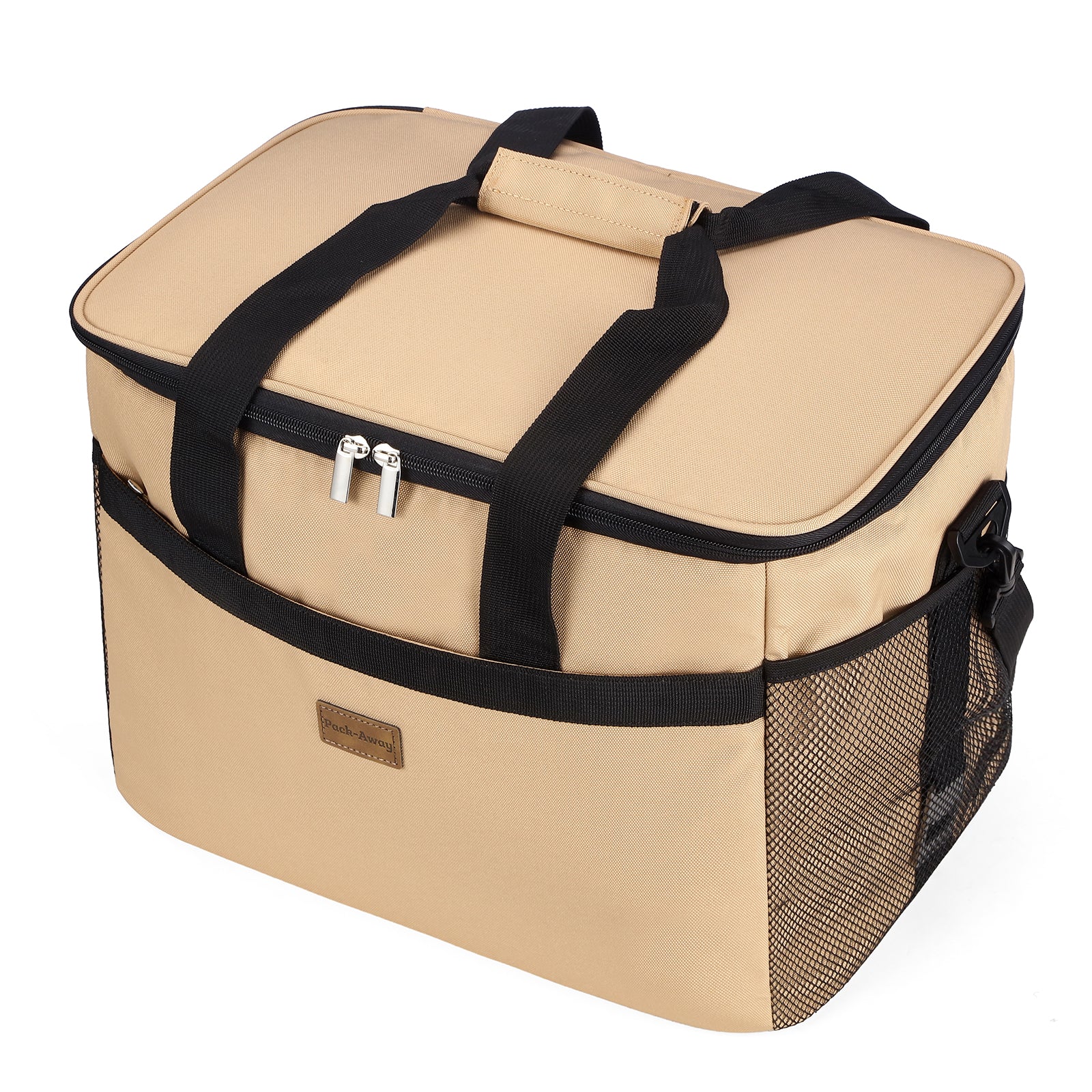 Packaway geïsoleerde lunchtas en koeltas 30 liter beige met 4 koelelementen