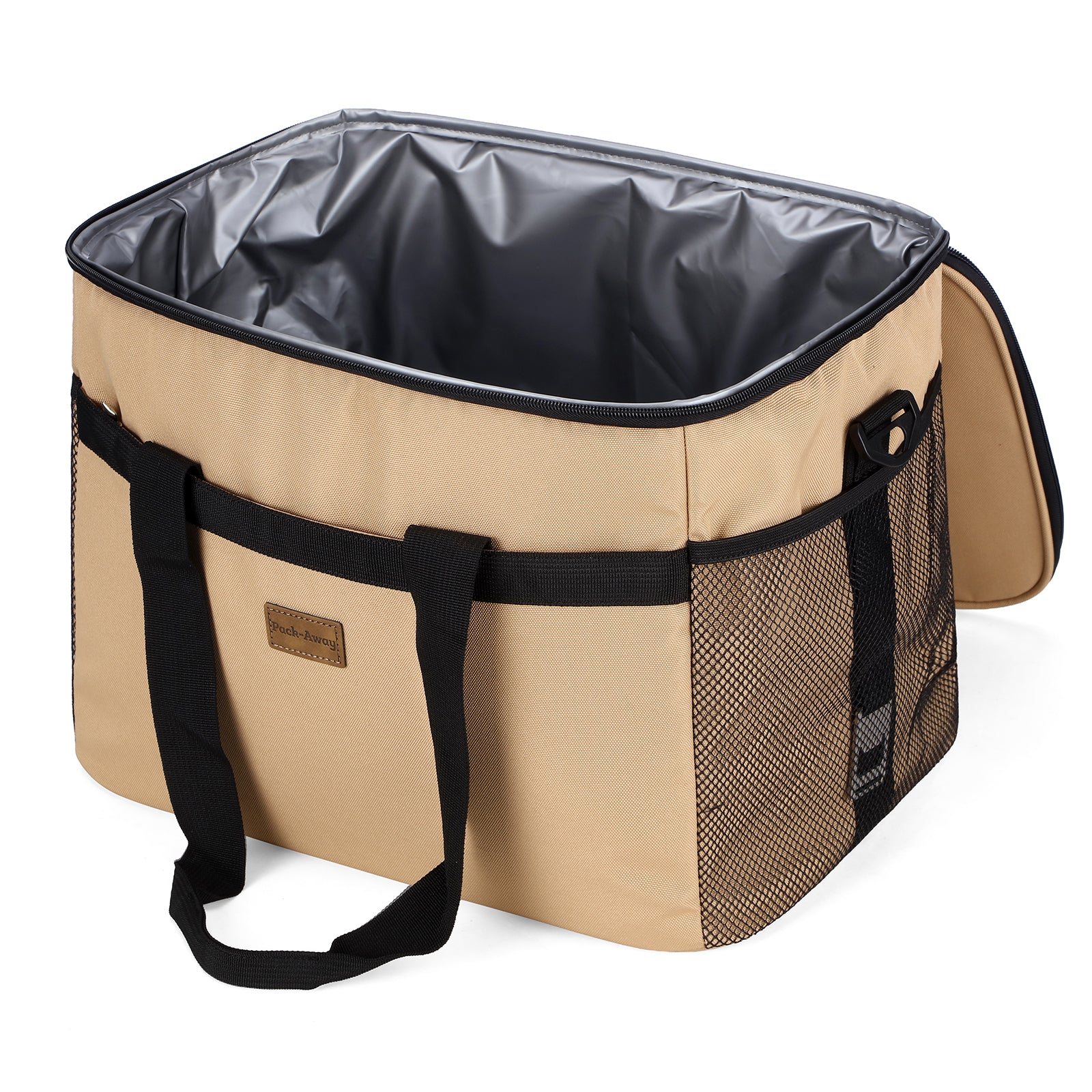 Packaway geïsoleerde lunchtas en koeltas 30 liter beige met 4 koelelementen