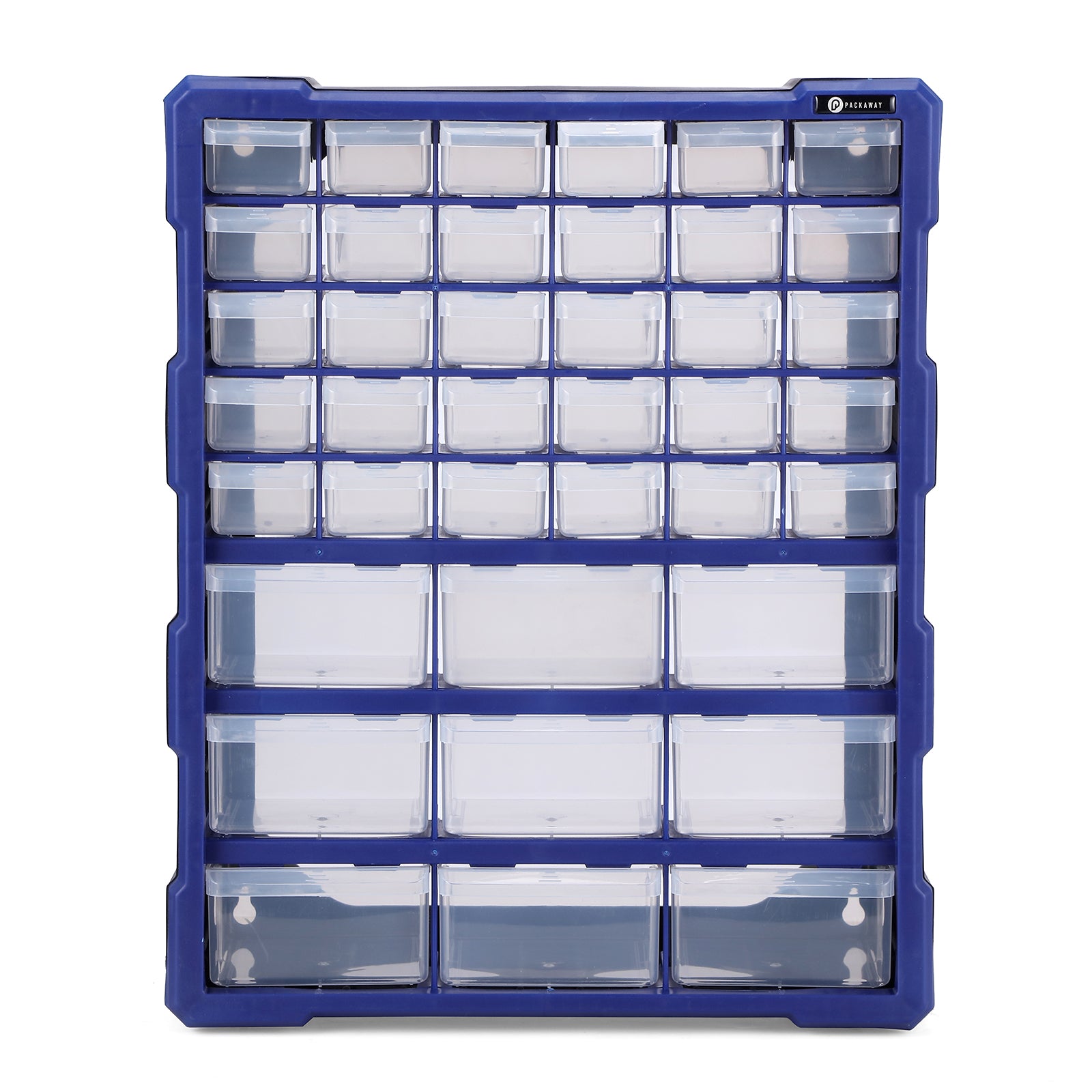 Packaway ladenkast met 39 laden, assortimentskast en opbergsysteem, blauw en zwart