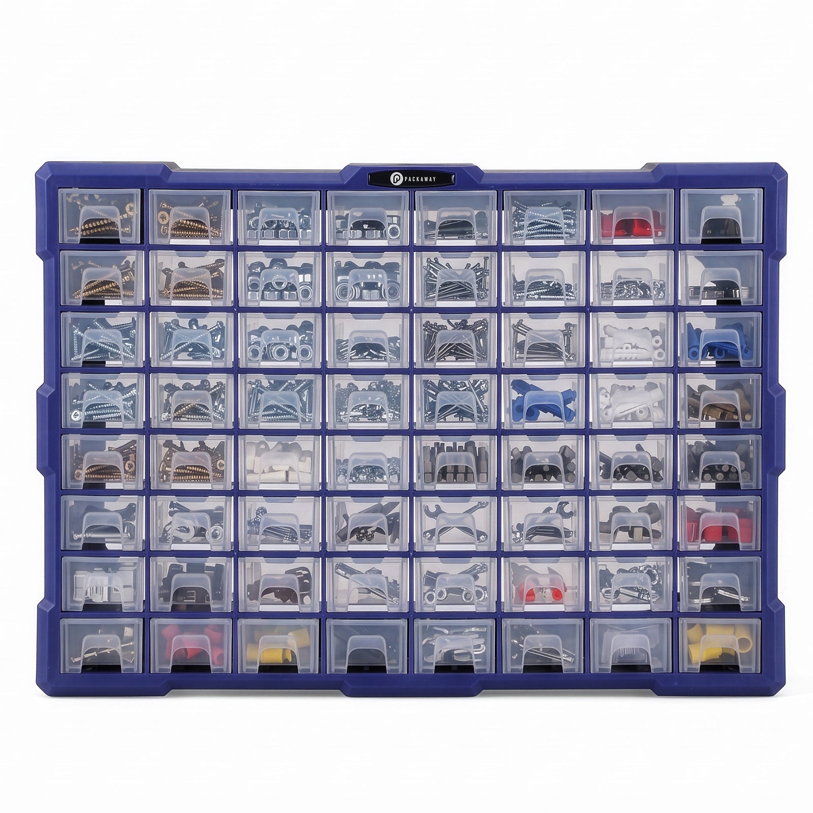 Packaway ladekast met 64 laden - assortimentskast en opbergsysteem - blauw en zwart