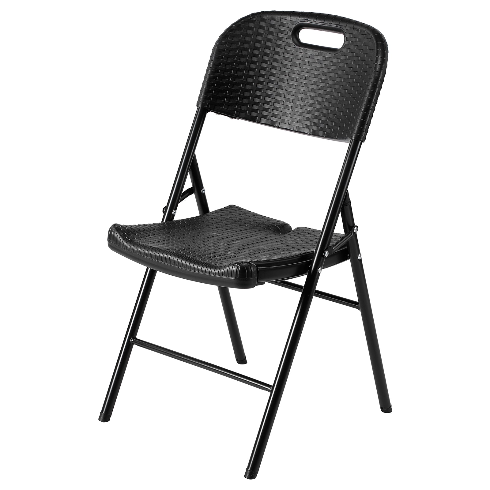 Bardi 4-delige Klapstoelen set zwaar rotan zwart - 200 kg draagvermogen