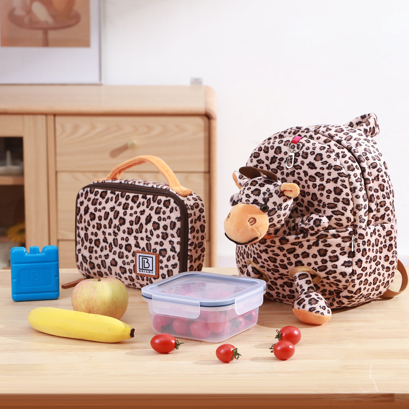 Giraffe toddler set - incl. backpack, cuddly toy and lunch bag