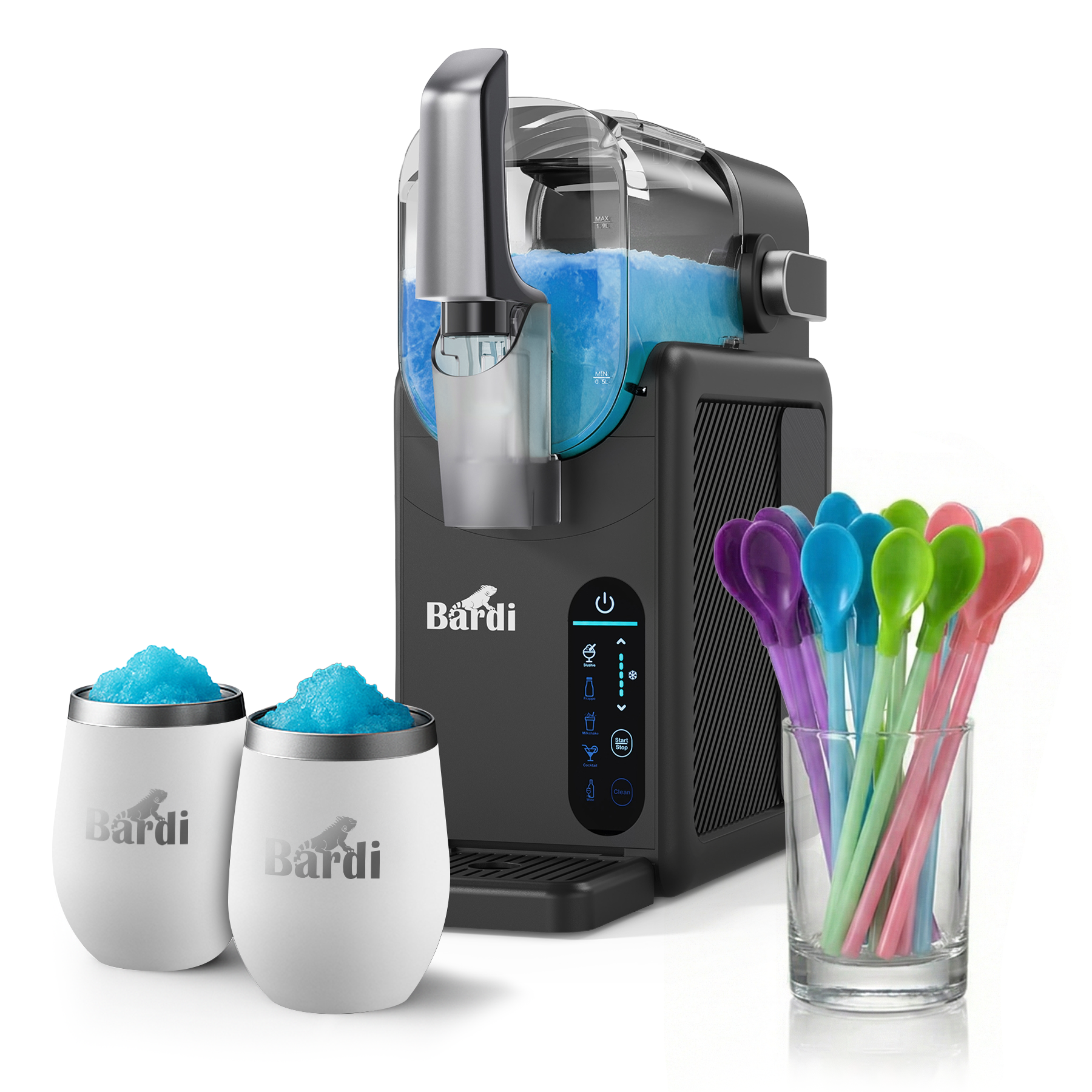 Bardi Slushmachine grijs met set cups Wit