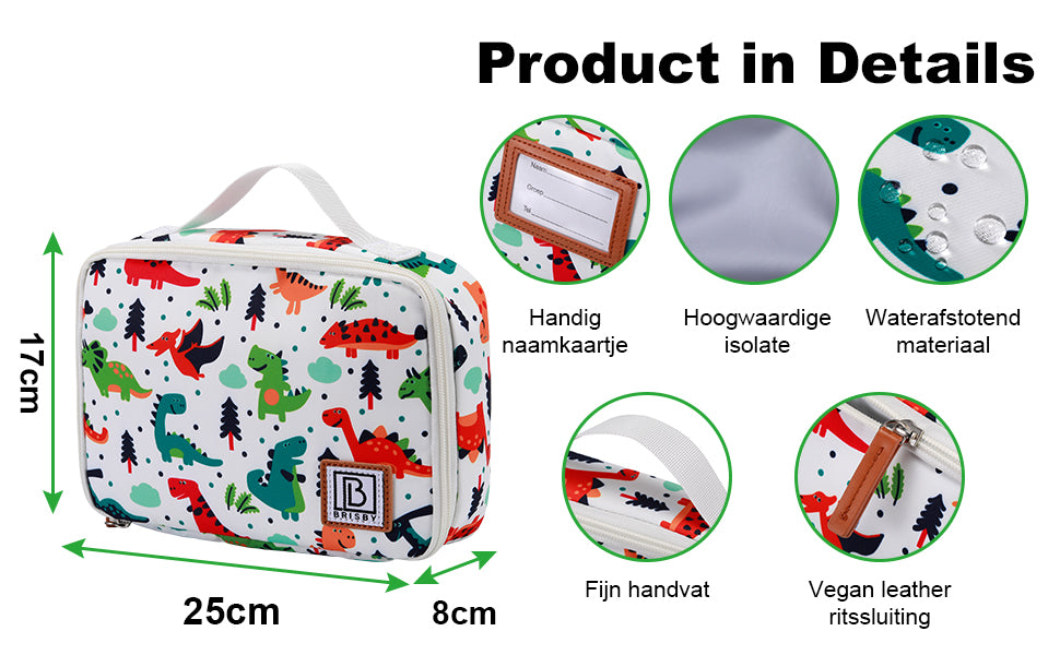 Cooler bag 2.5L dinosaur - 4-layer insulated - free cooling element