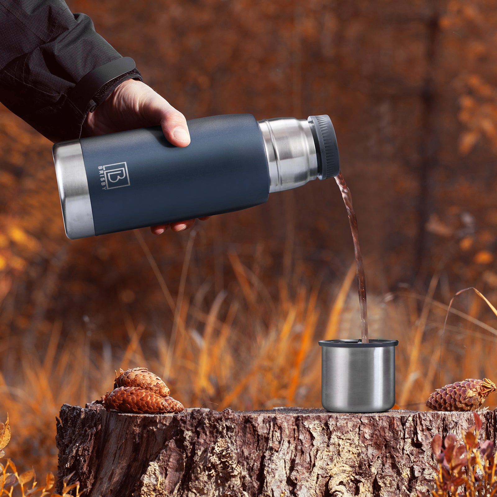 Brisby Stainless Steel Thermos Flask 500ml Blue - Thermos Cup - Thermos Jug - Insulated Flask - BPA Free - 24 Hours Cold - 12 Hours Hot