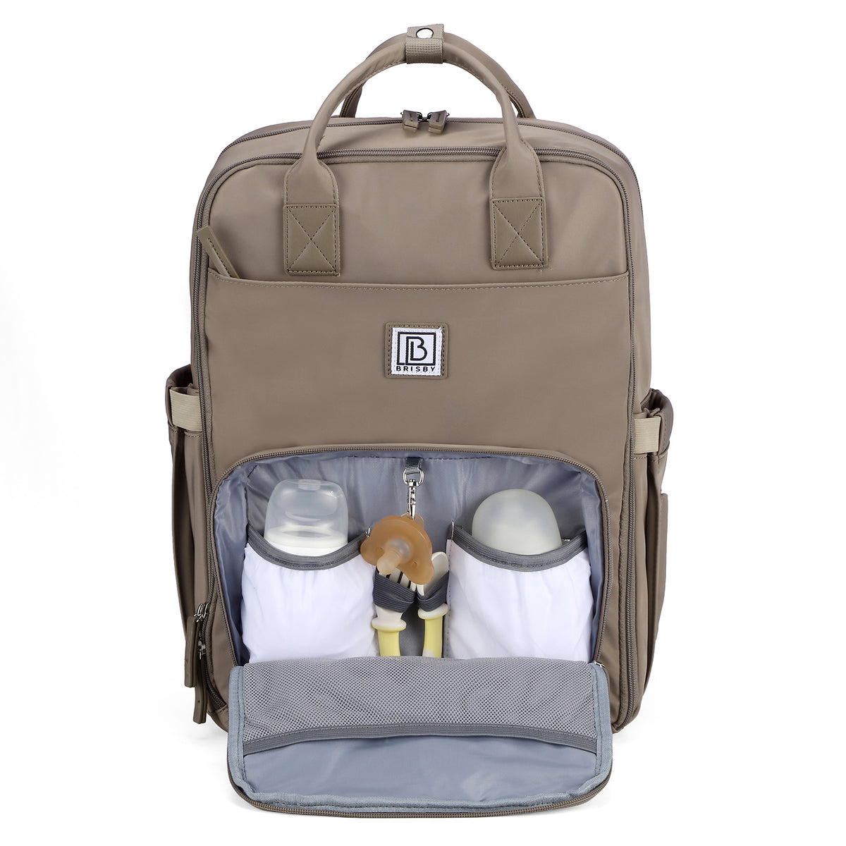 Brisby slijtvaste Luiertas – verzorgingstas – met buggymontage - Stone Greige