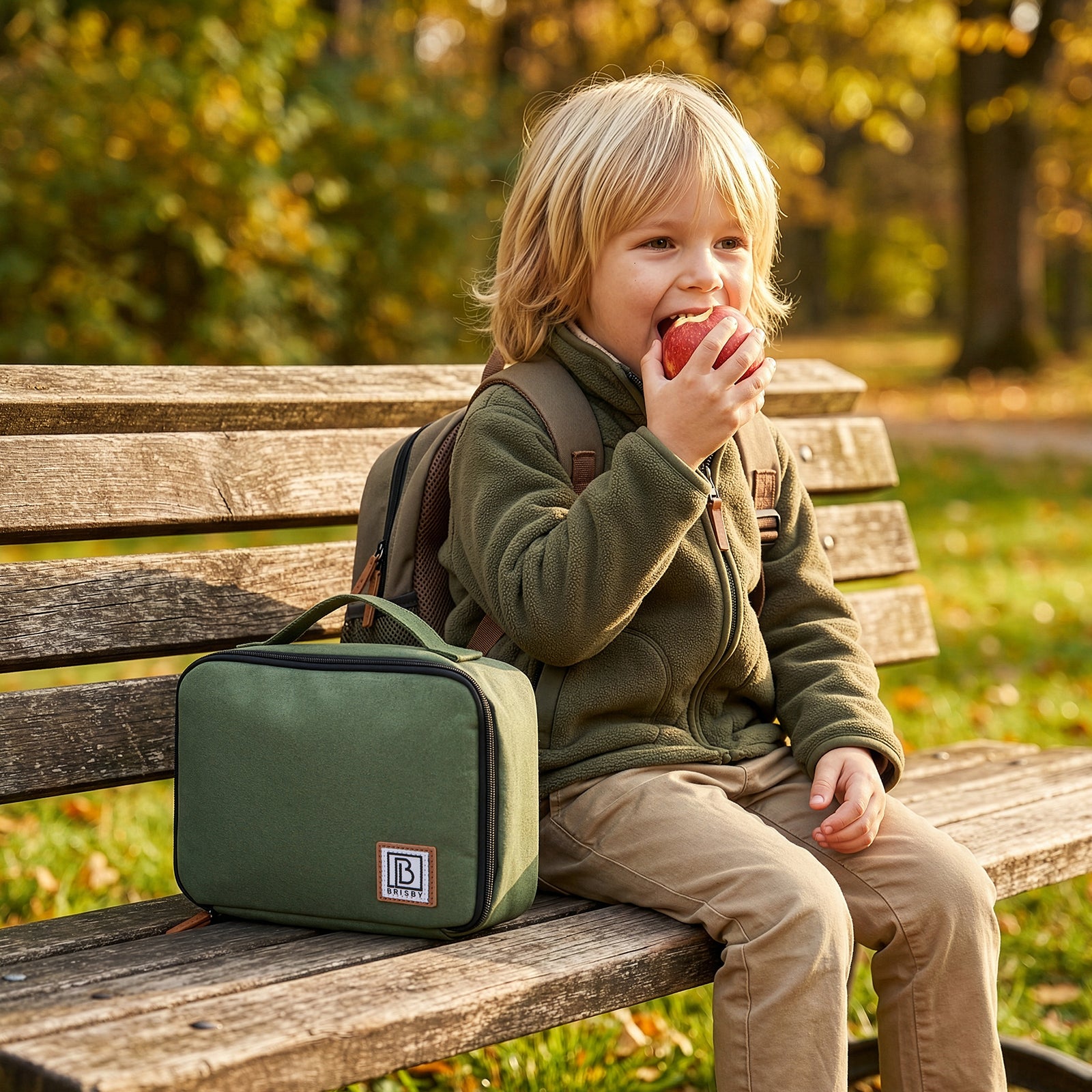 Brisby Koeltas & Lunchtas 2,5 Liter voor Kinderen - Inclusief Koelelement & Naamkaartje - Eenhoorn - Groen