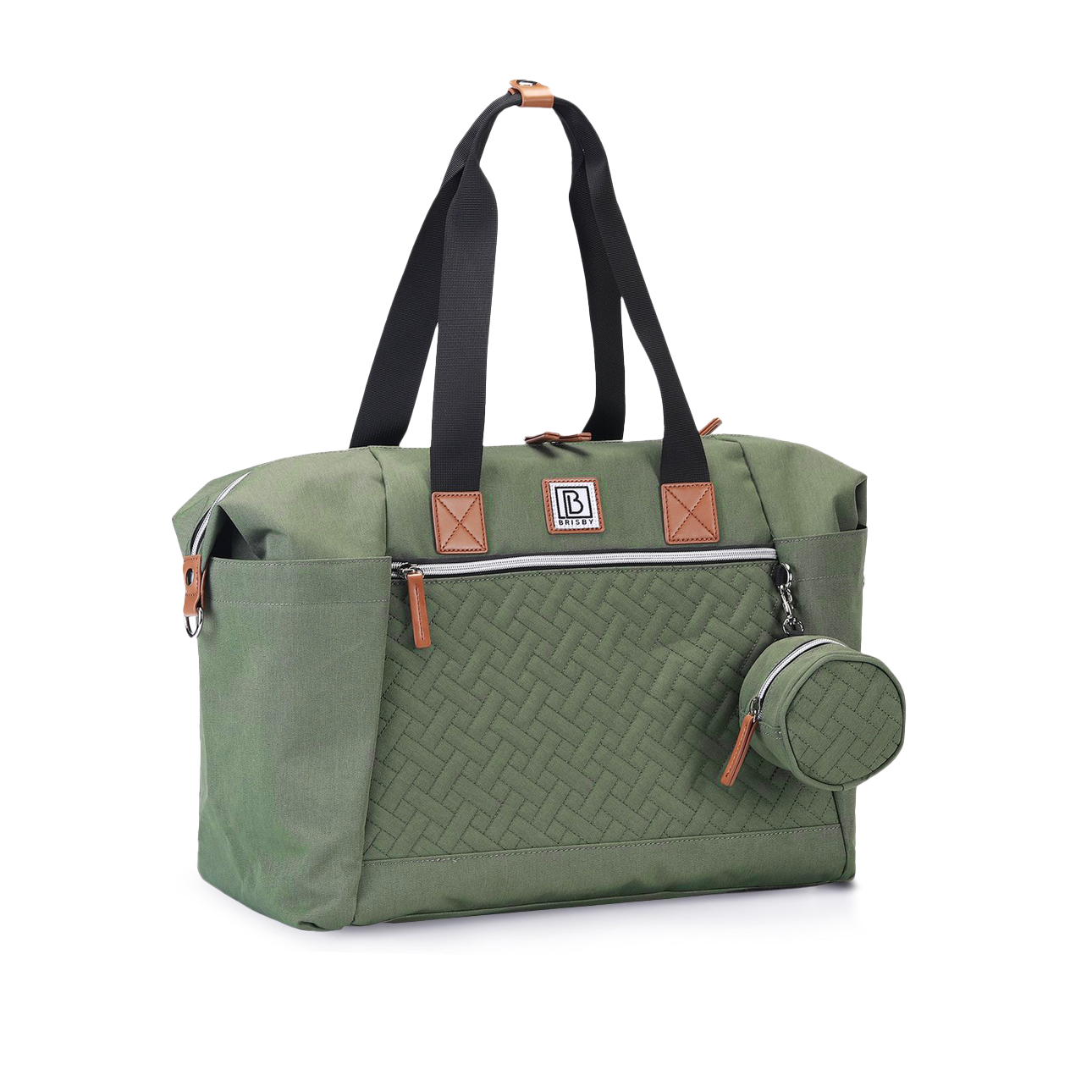 Brisby Wear-resistant Diaper Bag - Nursing Bag Large - Green - Including Changing Mat - Insulated Pockets - Pacifier Holder - Easy to Attach to the Stroller