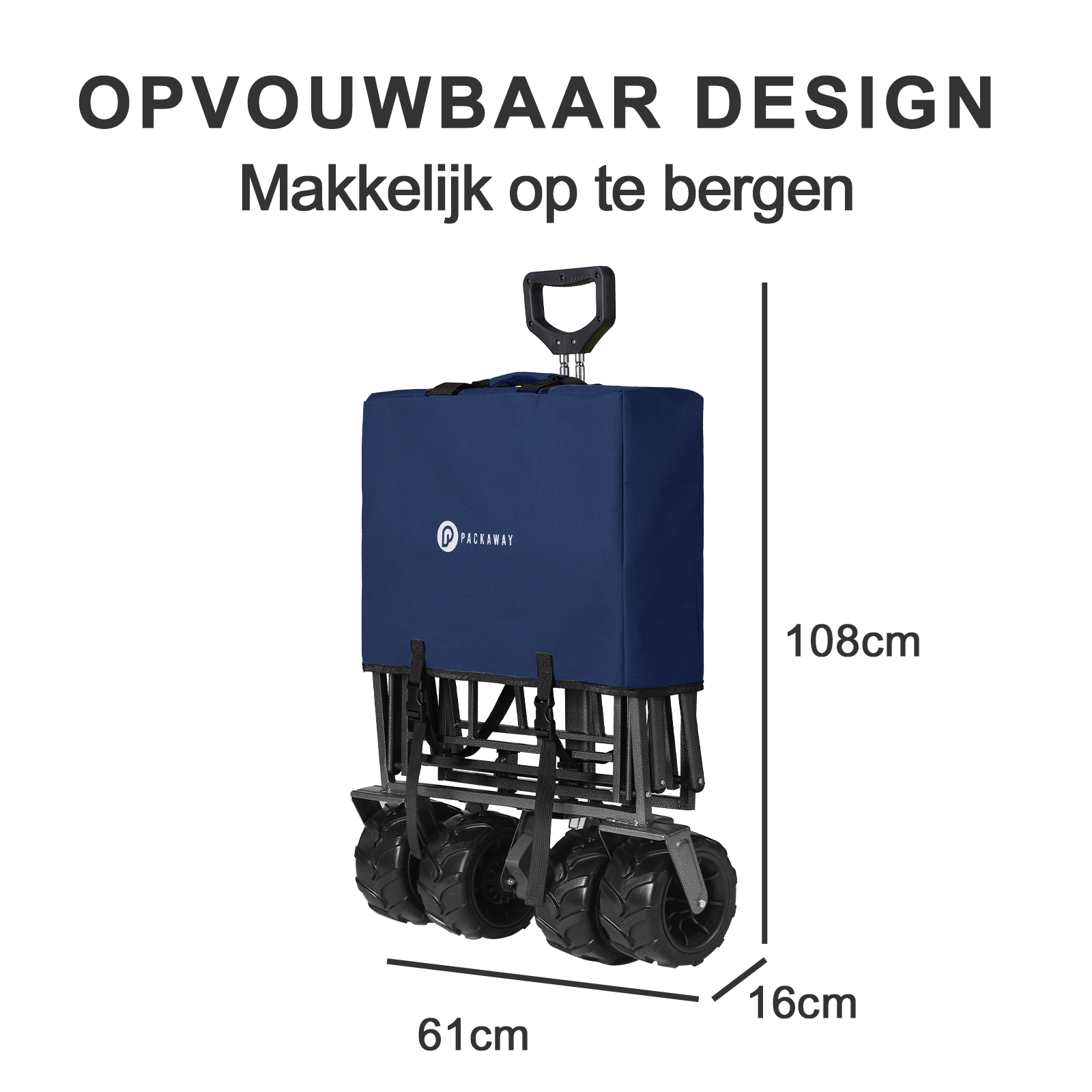 Packaway Bolderkar XL 80kg donkerblauw - opvouwbaar - heavy duty - wasbaar