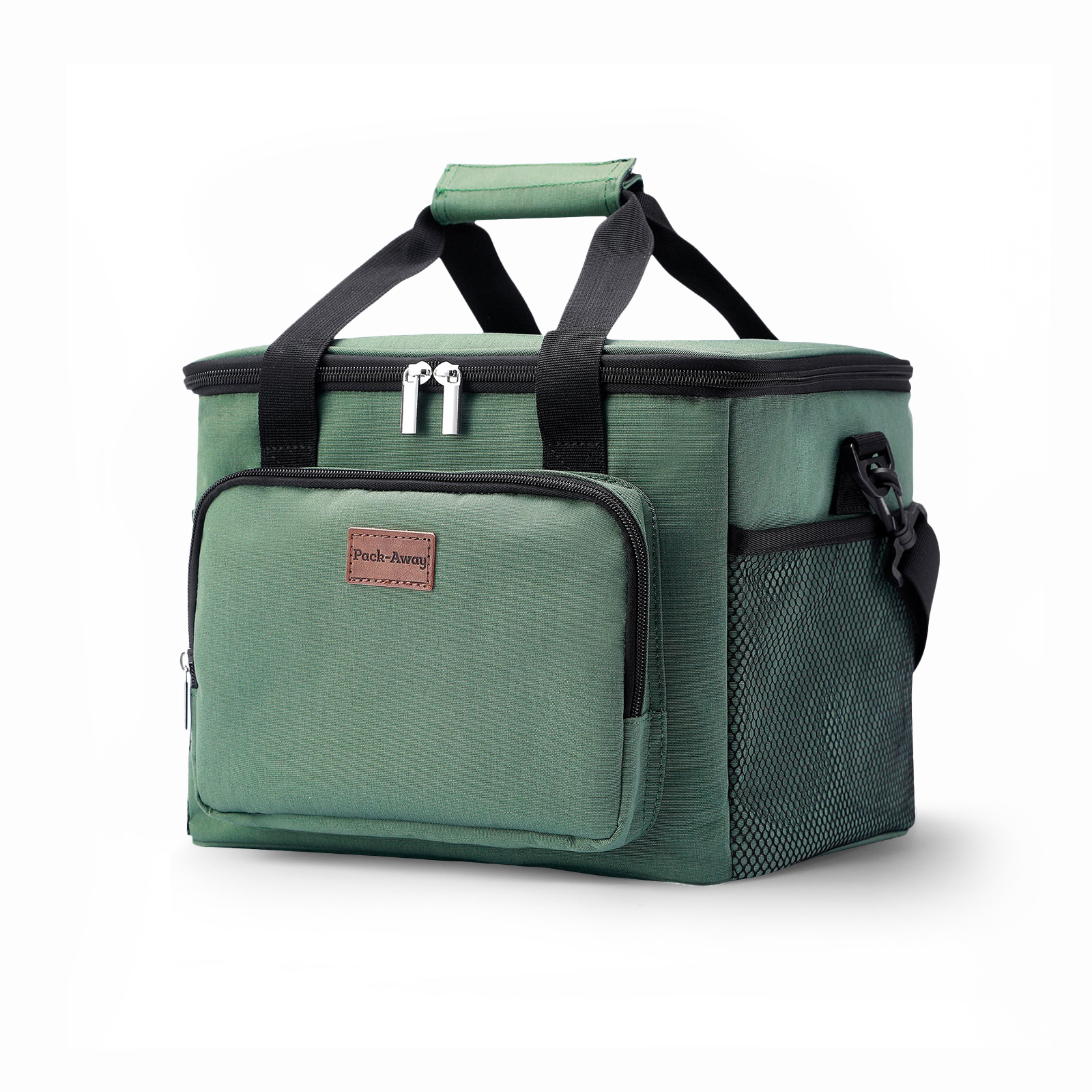 Cooler bag 15L green - lunch bag - 4-layer insulated - foldable - incl. 2 free cooling elements and carrying strap