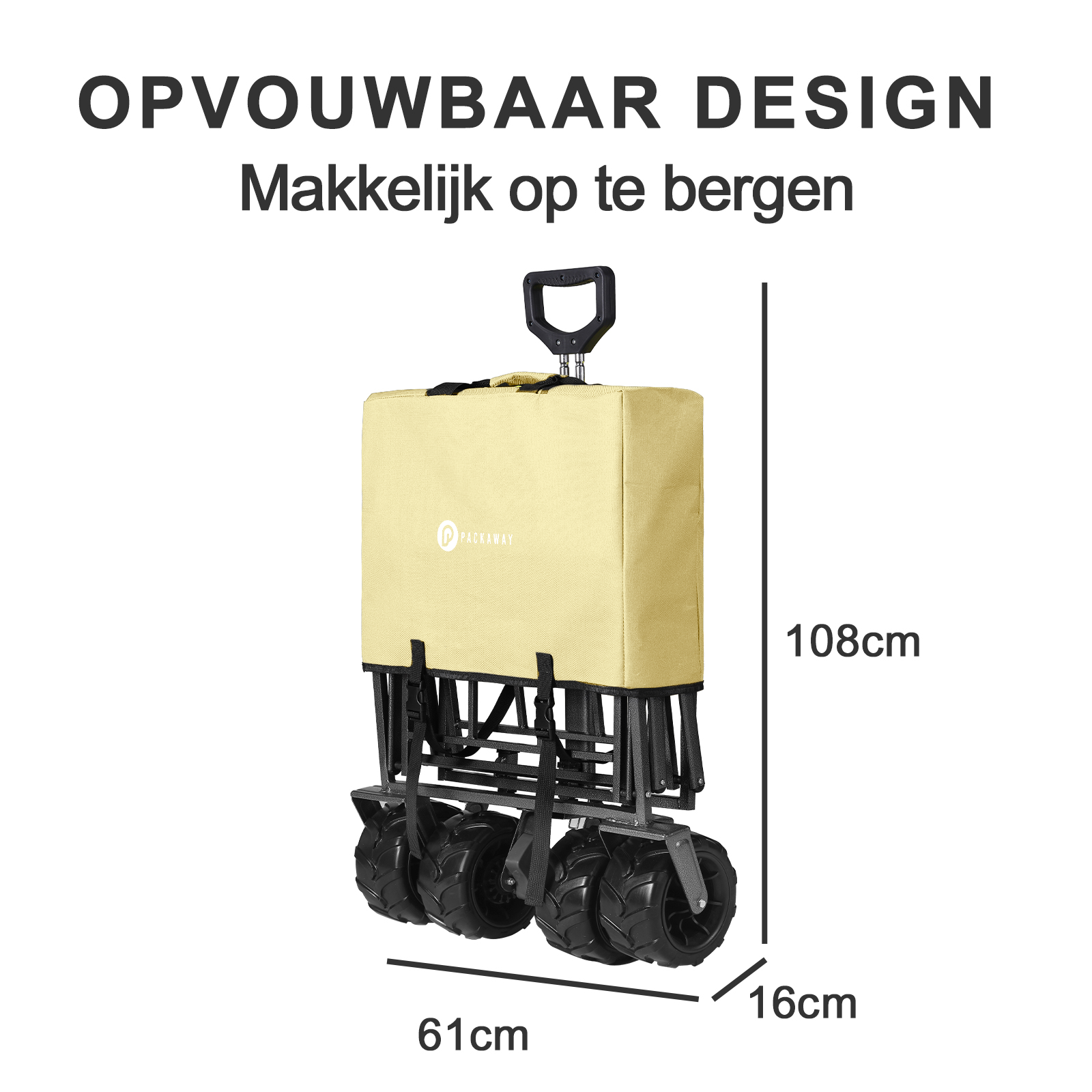 Packaway Bolderkar XL 80kg taupe - opvouwbaar - heavy duty - wasbaar