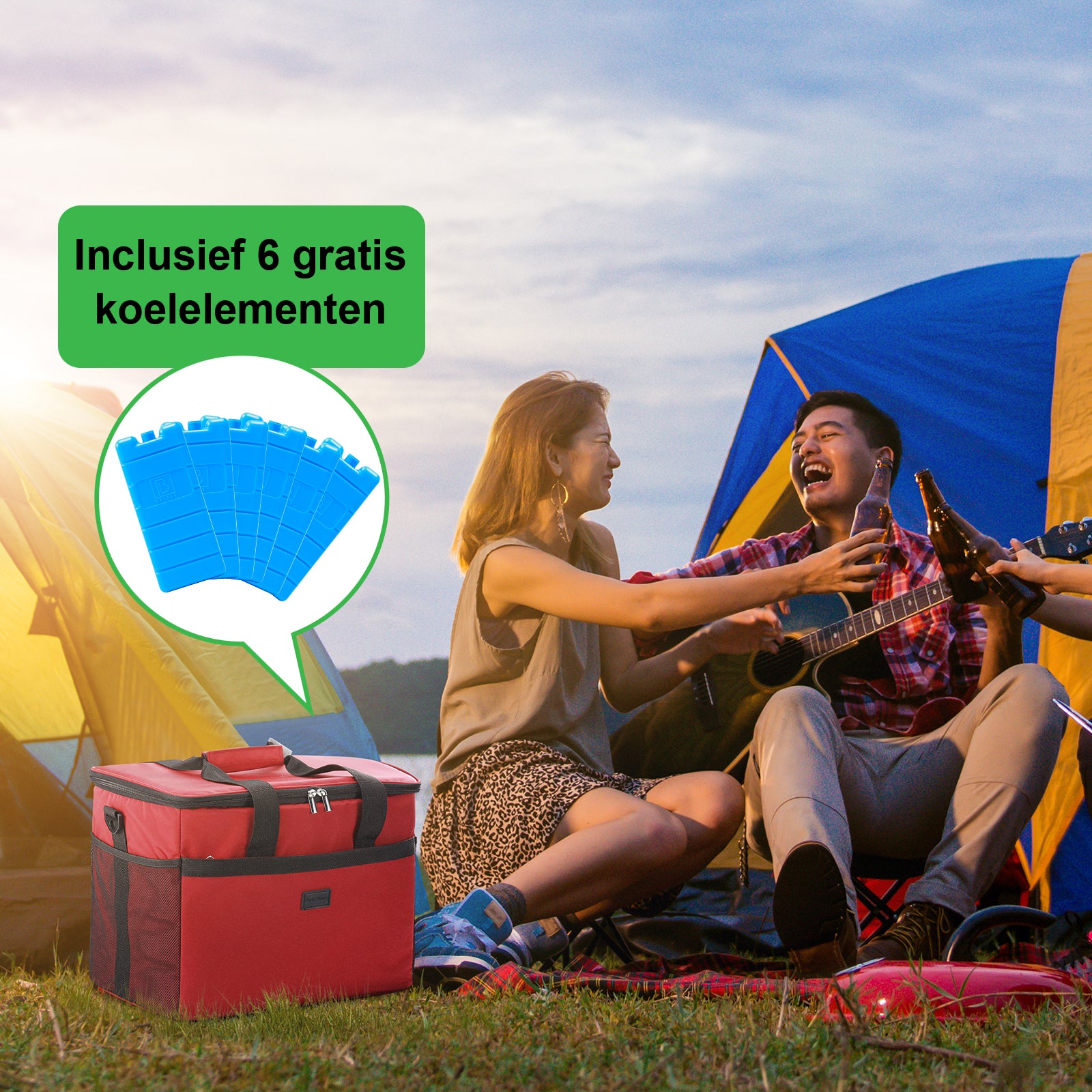 Packaway Koeltas 30L rood - incl. 4 koelelementen, draagband