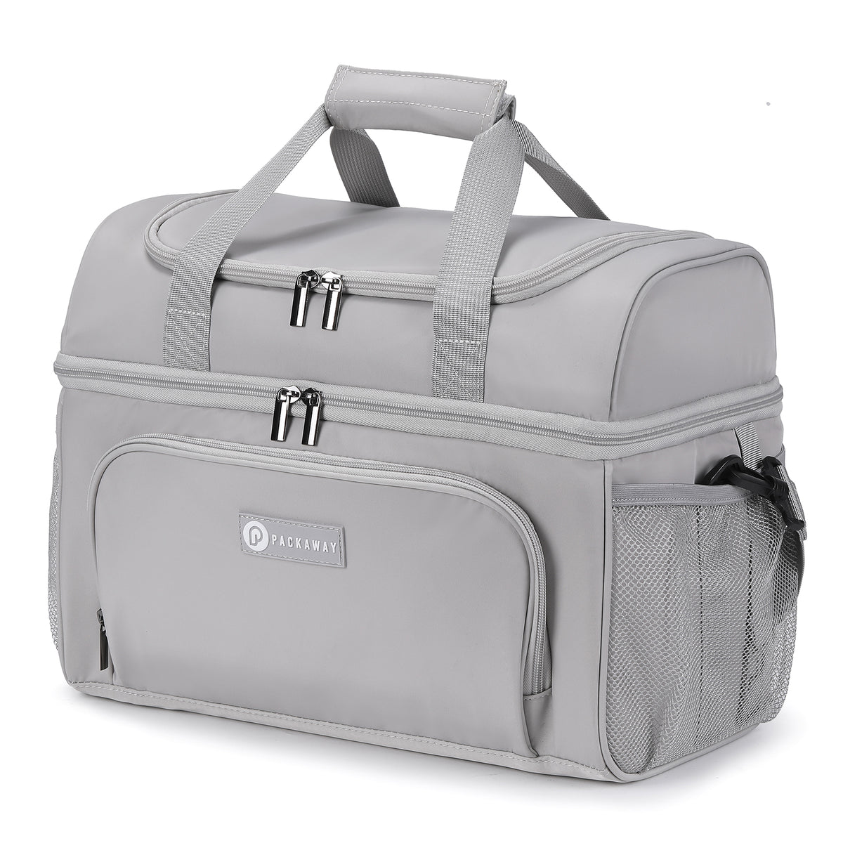 Packaway Koeltas 20L - Lunchtas - Inclusief 4 Koelelementen - Dubbel Compartiment - 4-Laags Geïsoleerd - Waterafstotend - Modern Grey