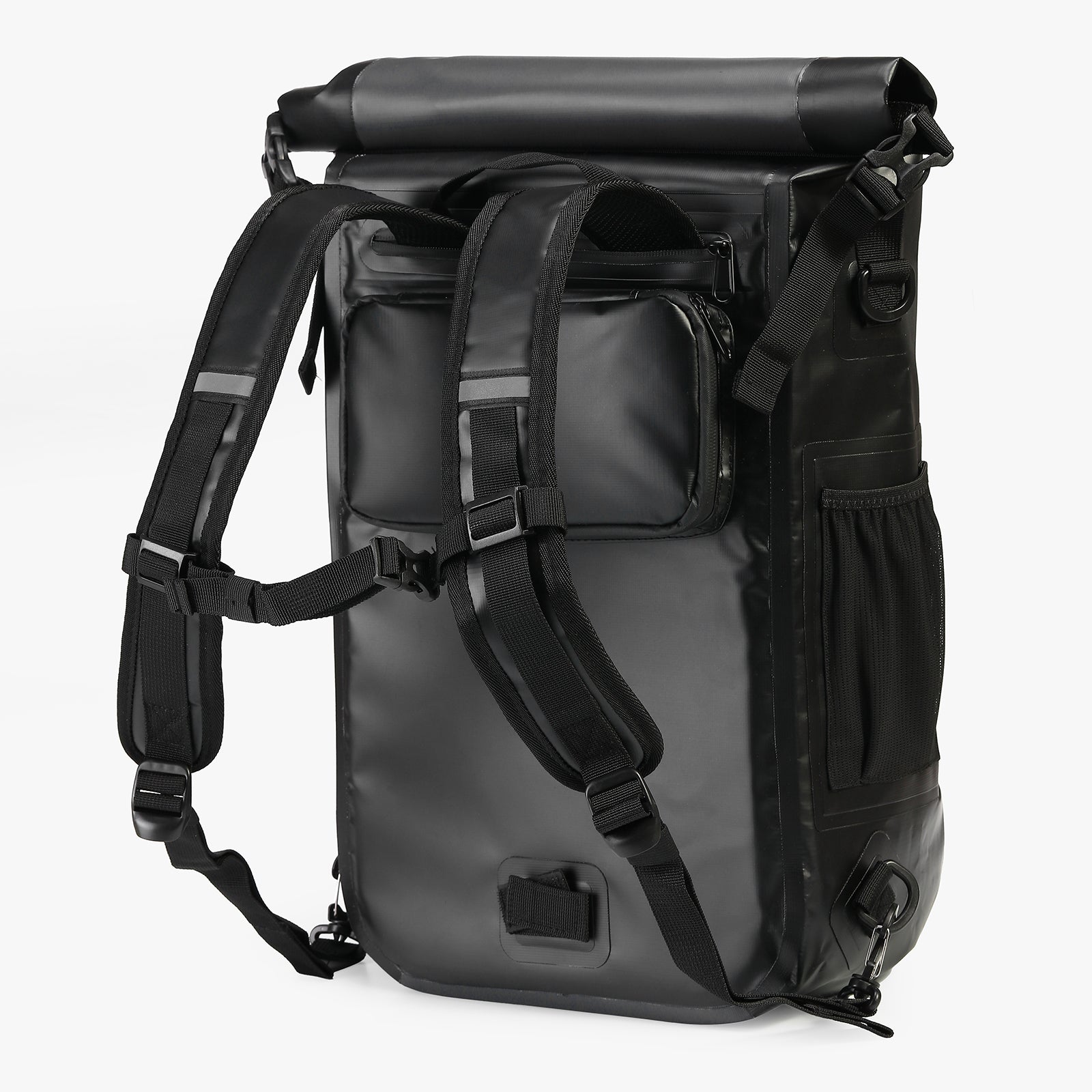 3 in 1 waterproof rolltop bicycle bag set 40-52L blue - reflective - high visibility - bicycle bag - backpack - shoulder bag