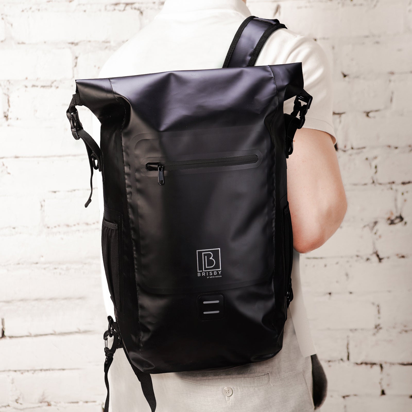 3 in 1 waterproof rolltop bicycle bag set 40-52L black - reflective - high visibility - bicycle bag - backpack - shoulder bag