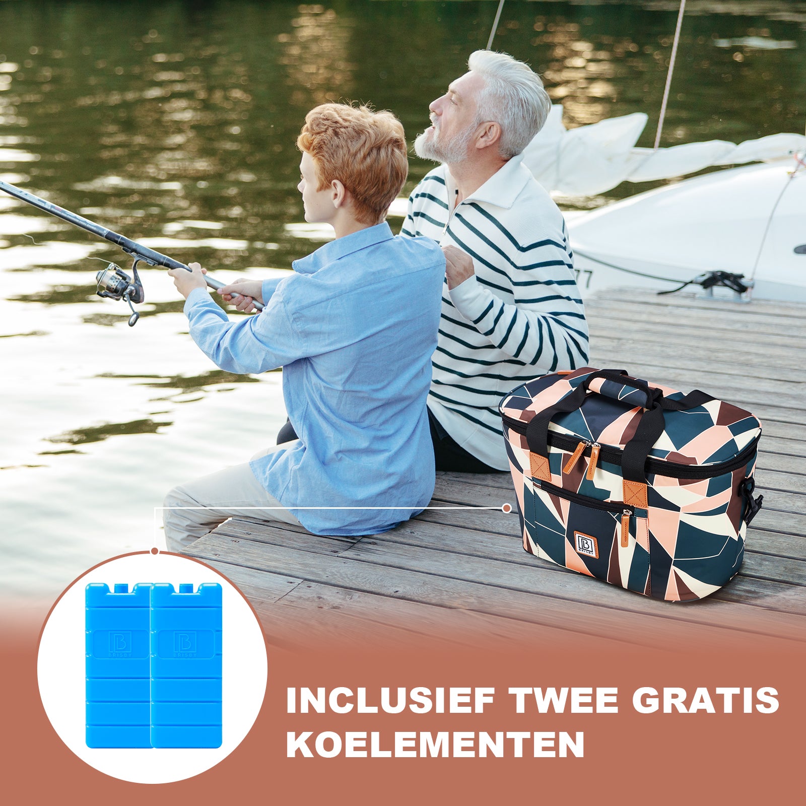 Koeltas 21L abstract colours - GRATIS mealbox - boodschappentas - 4-laags geïsoleerd - incl. 2 gratis koelelementen en schouderband