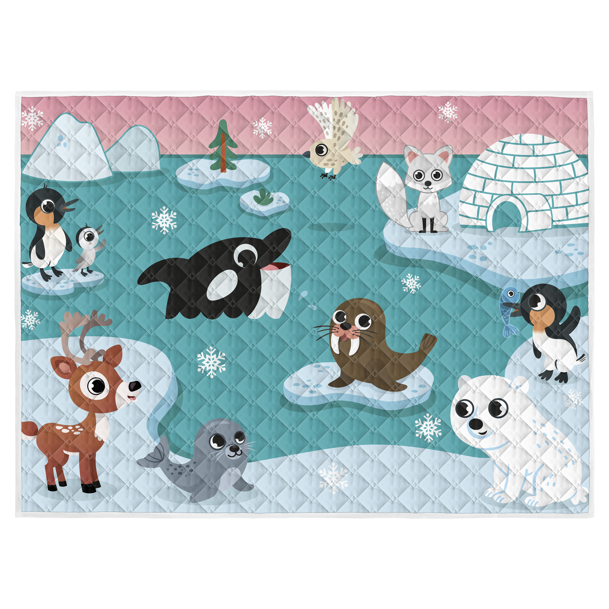 Play mat polar animals 150x200 - heavy quality - play mat - anti-slip - washable