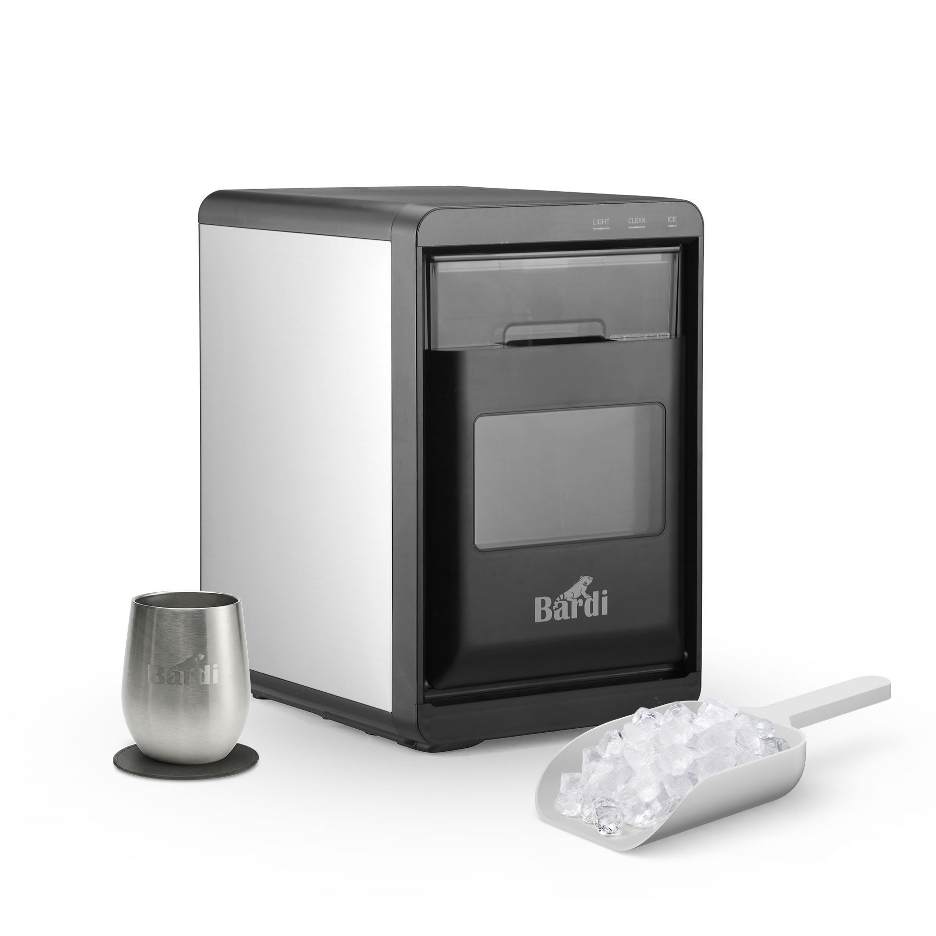 Bardi IJsblokjesmachine 1,8L crushed ice RVS - 20 kg ijs per 24 uur - incl. thermosbeker