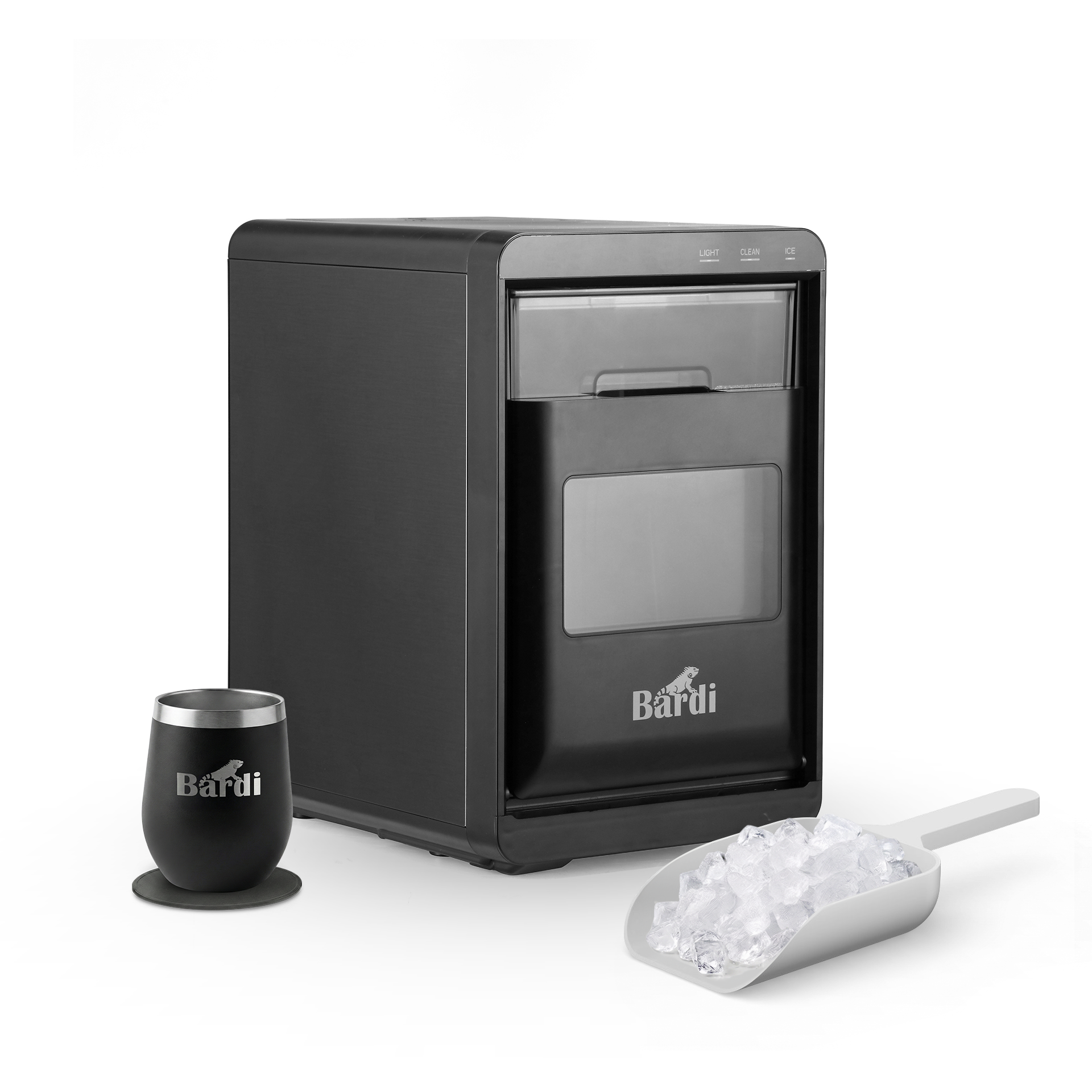 Bardi IJsblokjesmachine 1,8L crushed ice zwart - 20 kg ijs per 24 uur - incl. thermosbeker