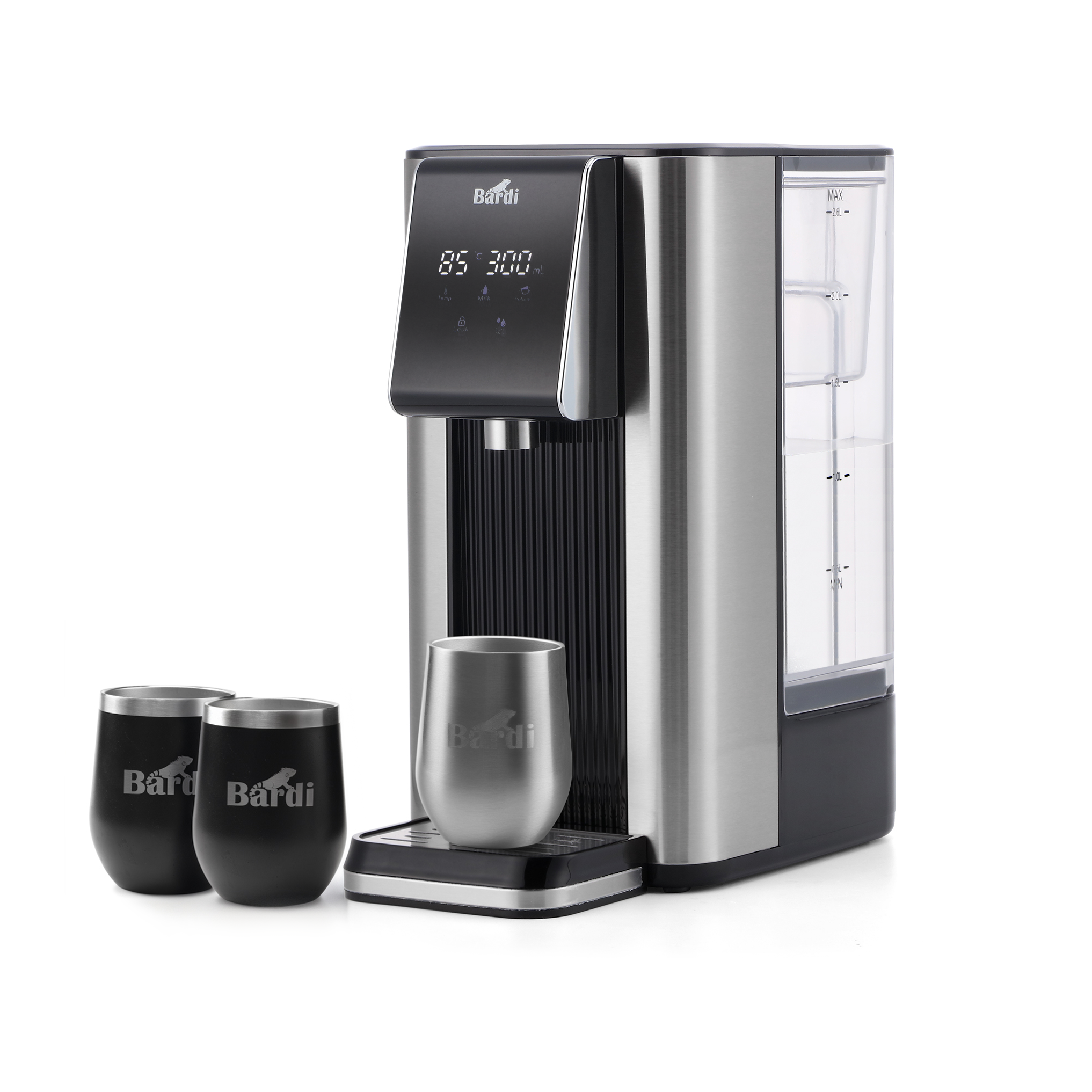 Bardi Heetwaterdispenser 2,6L set - incl. 3 thermoscups + onderzetter - instant-heating - 6 temperatuurstanden