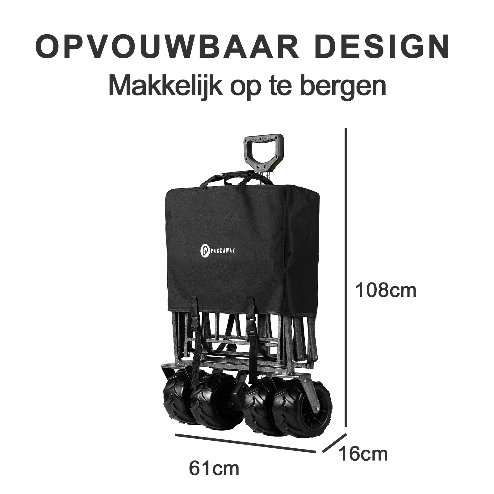 Packaway Bolderkar XL 80kg zwart - opvouwbaar - heavy duty - wasbaar