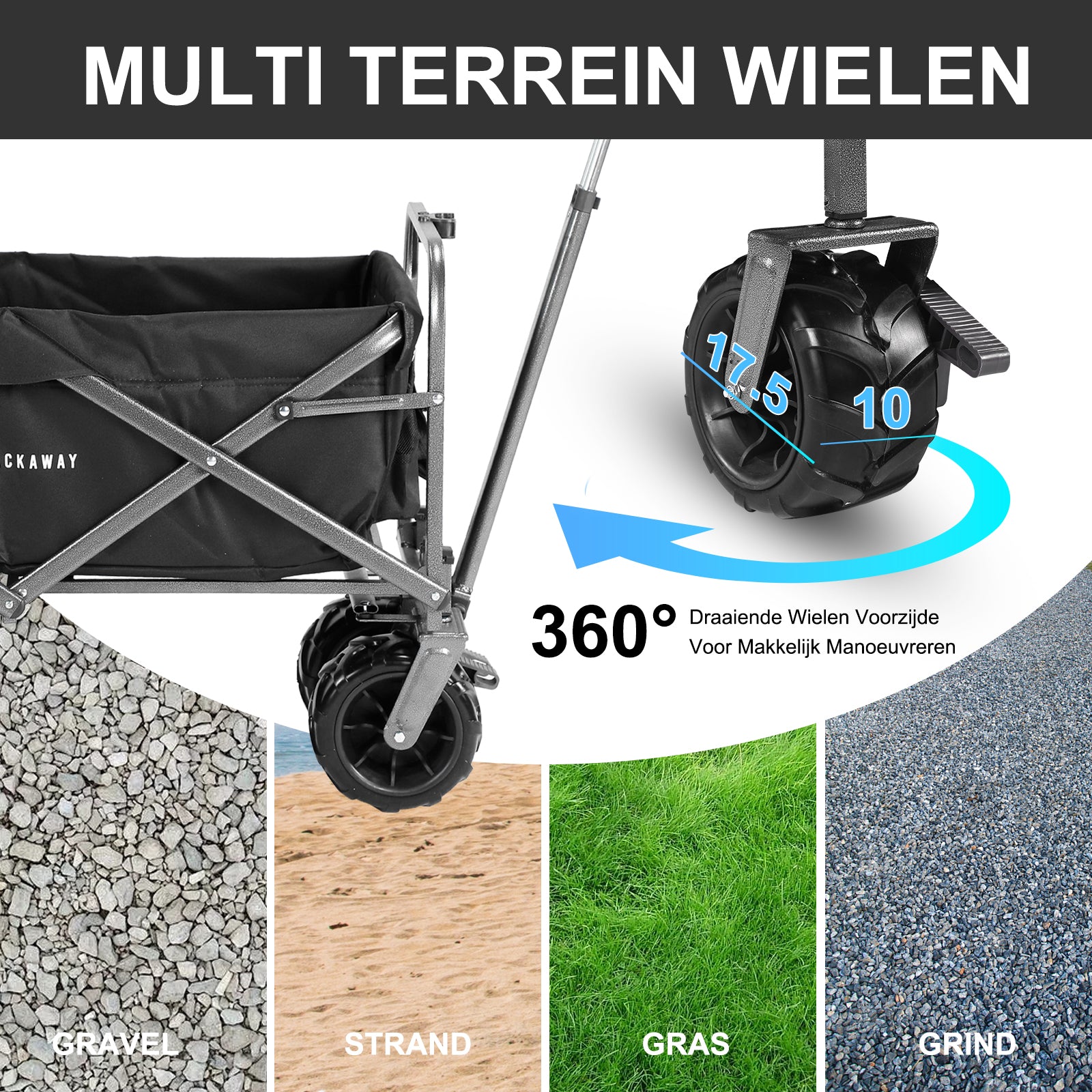 Packaway Bolderkar XL 80kg zwart - opvouwbaar - heavy duty - wasbaar