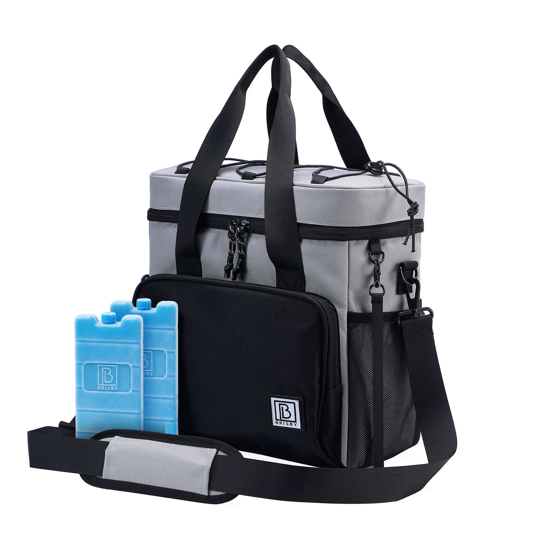 Koeltas 15L zwart grijs - Lunchtas - 4-laags geïsoleerd - incl. 2 gratis koelelementen en schouderriem