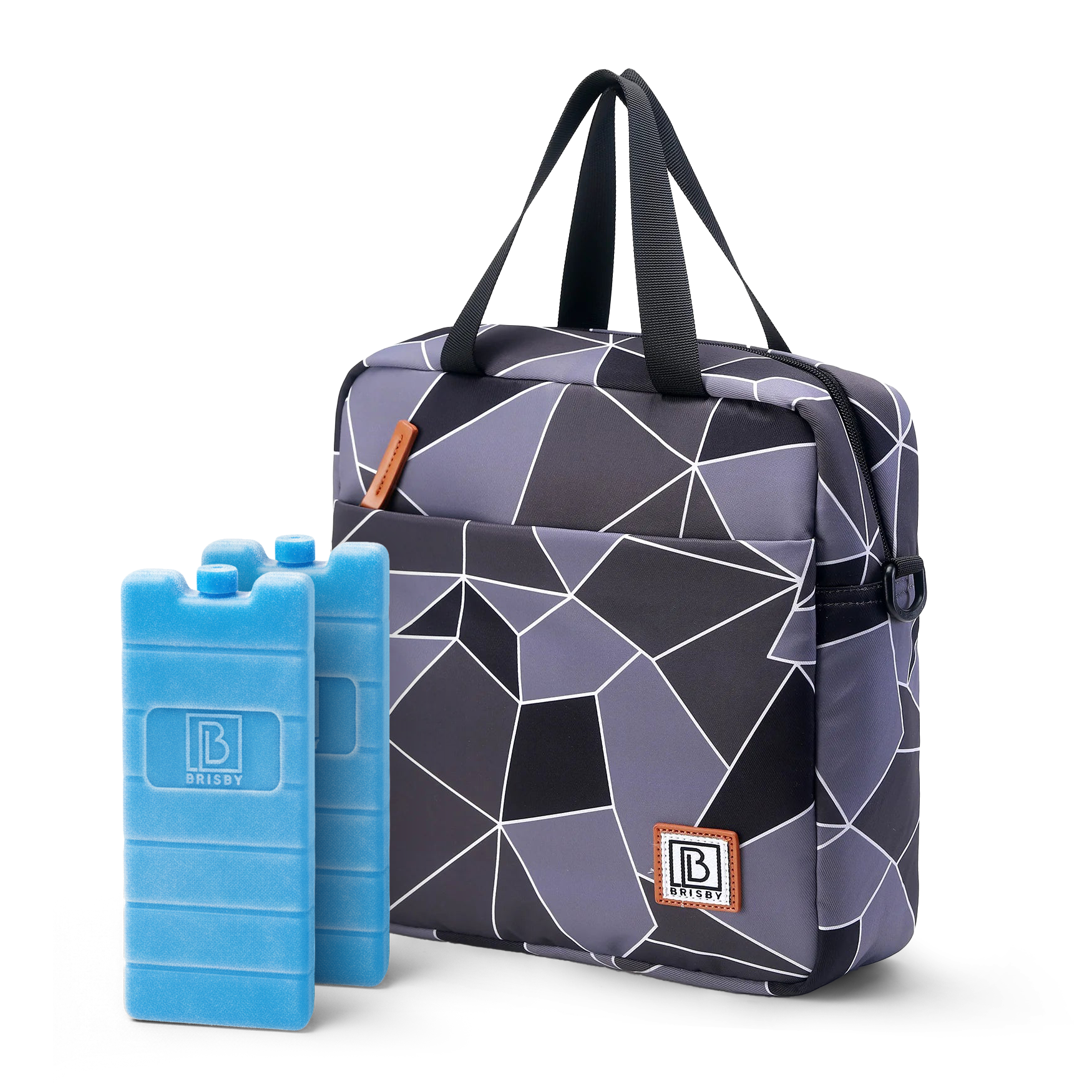 Koeltas 7L abstract grijs en zwart - Lunchtas - 4-laags geïsoleerd - 2 gratis koelelementen - incl. schouderband