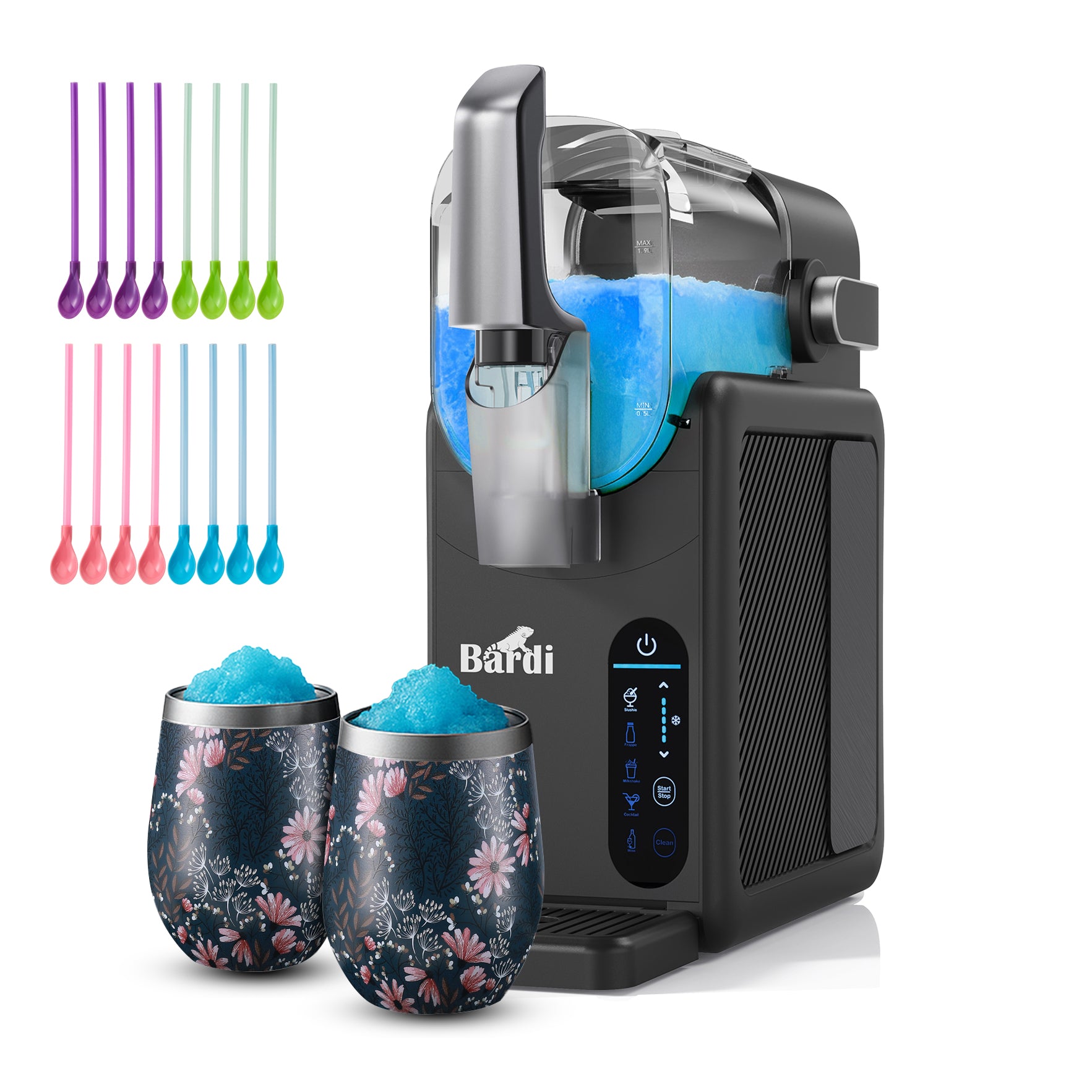 Bardi Slushmachine 2,6L + 2 thermoscups japanese flower set - ArcticCool compressor - fluisterstil 40 dB