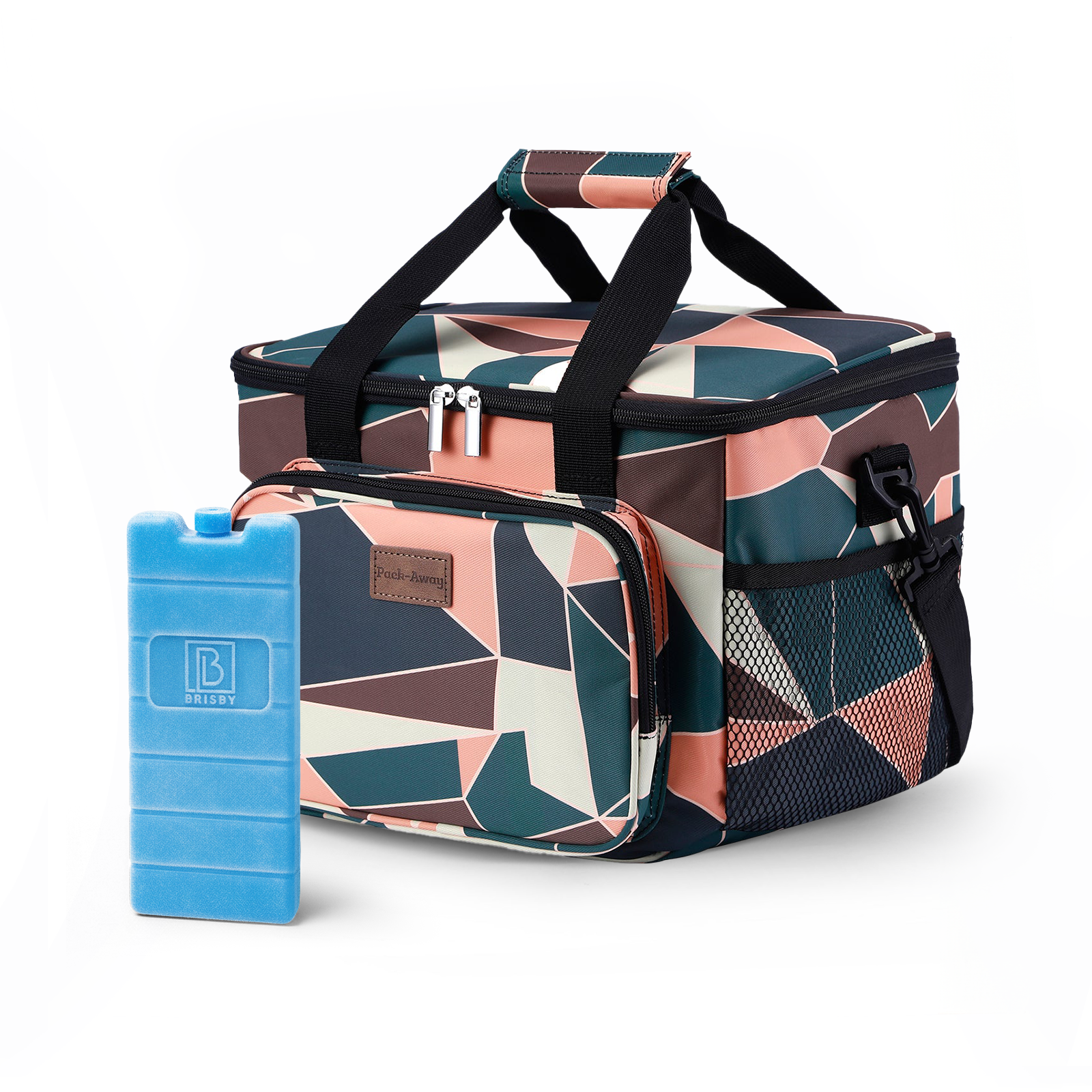 Koeltas 15L koeltas abstract colours - lunchtas - 4-laags geïsoleerd - opvouwbaar - incl. 2 gratis koelelementen en draagband