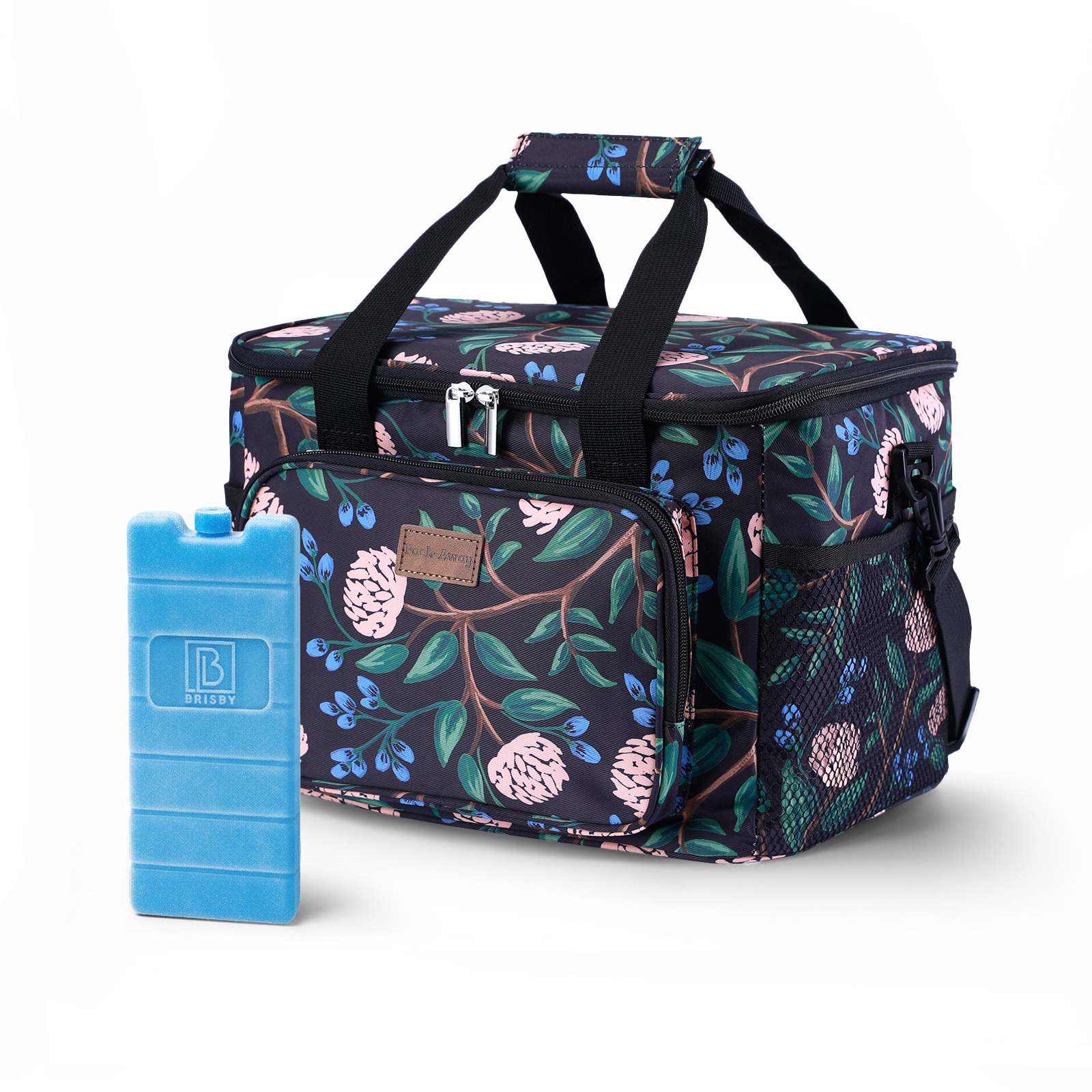 Koeltas 15L koeltas passion flower - lunchtas - 4-laags geïsoleerd - opvouwbaar - incl. 2 gratis koelelementen en draagband