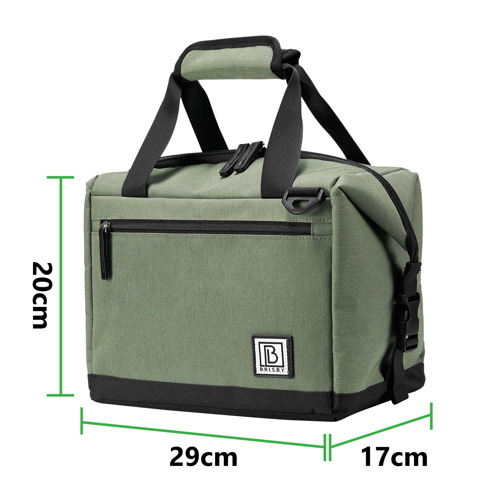 Cooler bag 12L green - Lunch bag - 4-layer insulated - extra space foldable - 2 free cooling elements - incl. shoulder strap
