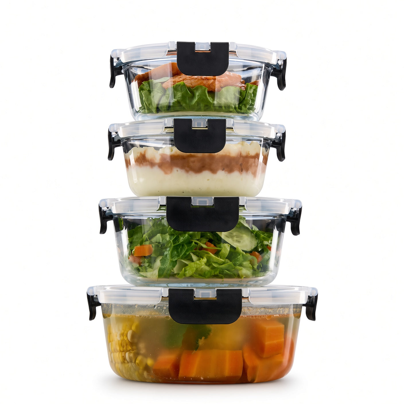 Bardi 12-Delige Glazen Vershoudbakjes – Meal Prep Bakjes Glas met Deksel – BPA & PFAS Vrij – Luchtdicht – Incl. 40 Bardi Prep & Store Labels + 10 Wondersponzen – 6,79L
