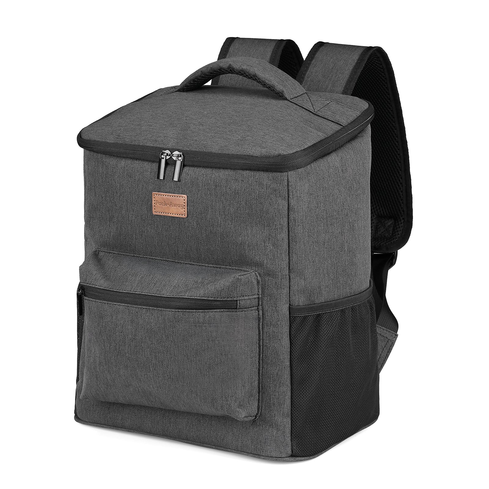 Koeltas rugzak 25L grijs - Waterafstotend - anti diefstal vak - 4 laags geïsoleerd - Incl. 2 gratis koelelementen en gratis flessenopener