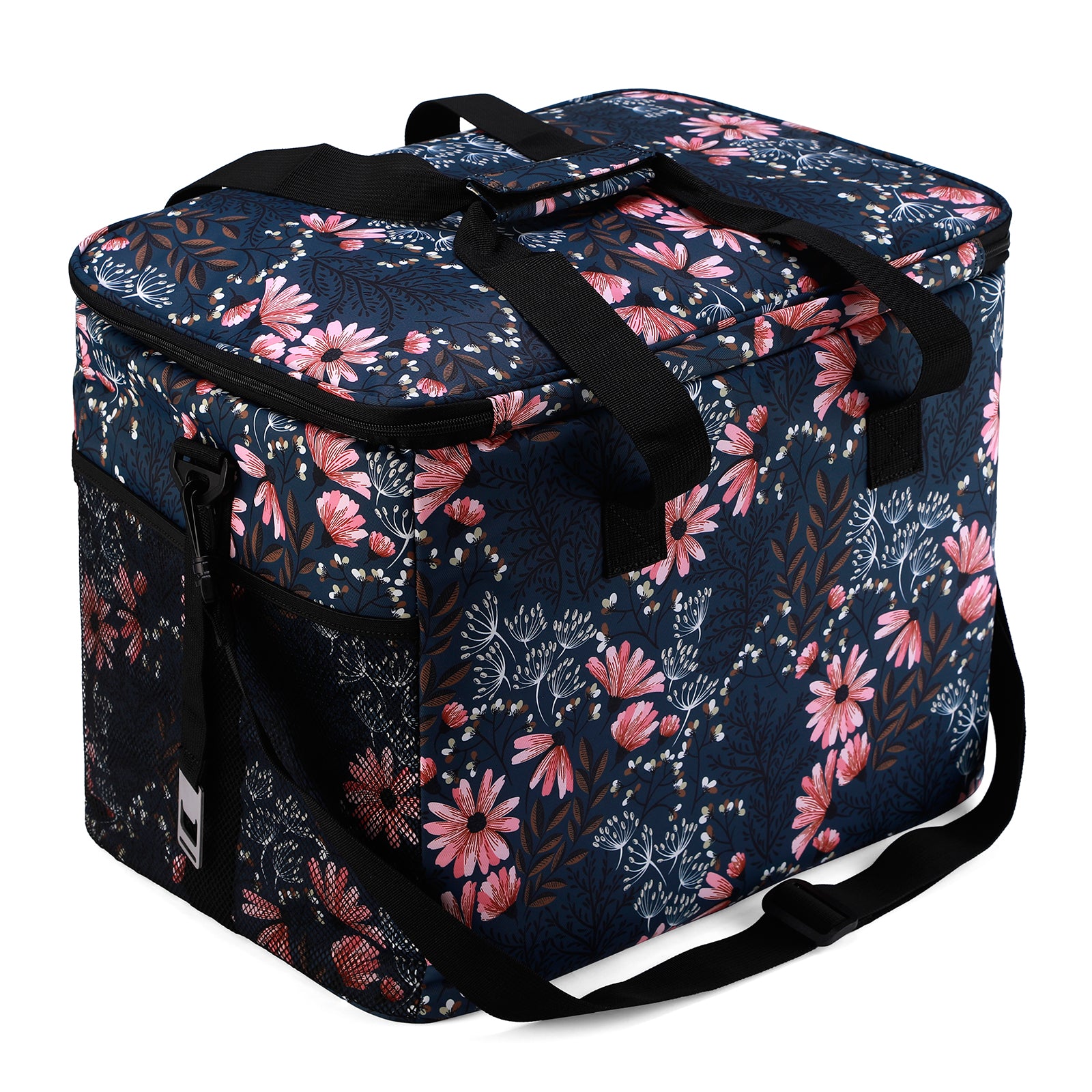 Cooler bag 40L Japanese flower - lunch bag - foldable - 4-layer insulated - incl. 6 free cooling elements and carrying strap