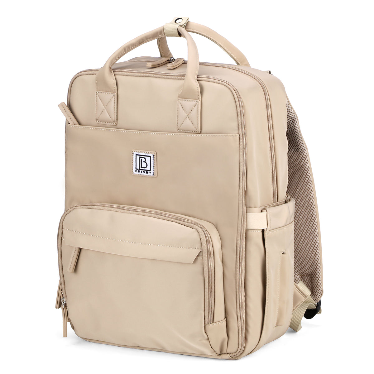 Brisby slijtvaste Luiertas – verzorgingstas – met buggymontage - Natural Champagne