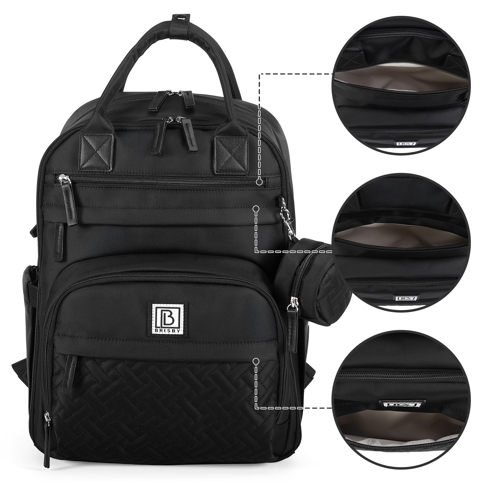 Brisby Luiertas premium zwart - incl. buggymontage, verschoonmatje, speenhouder